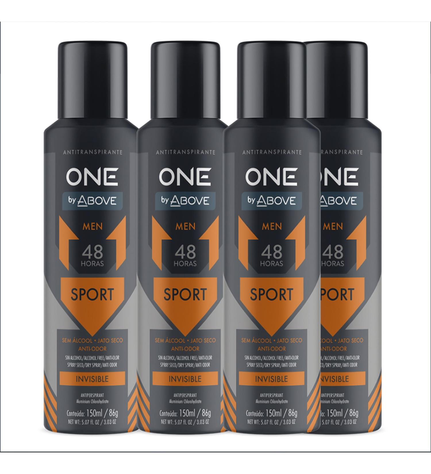 ABOVE 48 Hours One Antiperspirant Deodorant Sport 4 Pc - Dry Spray Deodorant for Men - Antiperspirant Spray - No Stain - Cruelty-Free - Buy Online on GoSupps.com