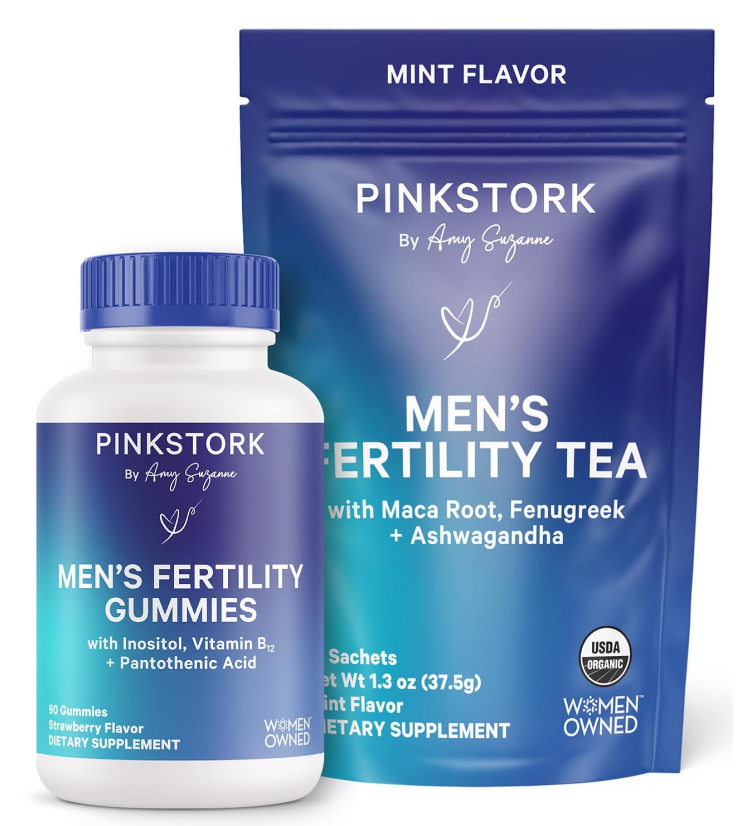 Blue Stork Men s Fertility Bundle Prenatal Gummies + Organic Tea Support for Sperm Health Motility and Reproductive Wellness 60 Gummies + 15 Tea Sachets - Buy Online on GoSupps.com