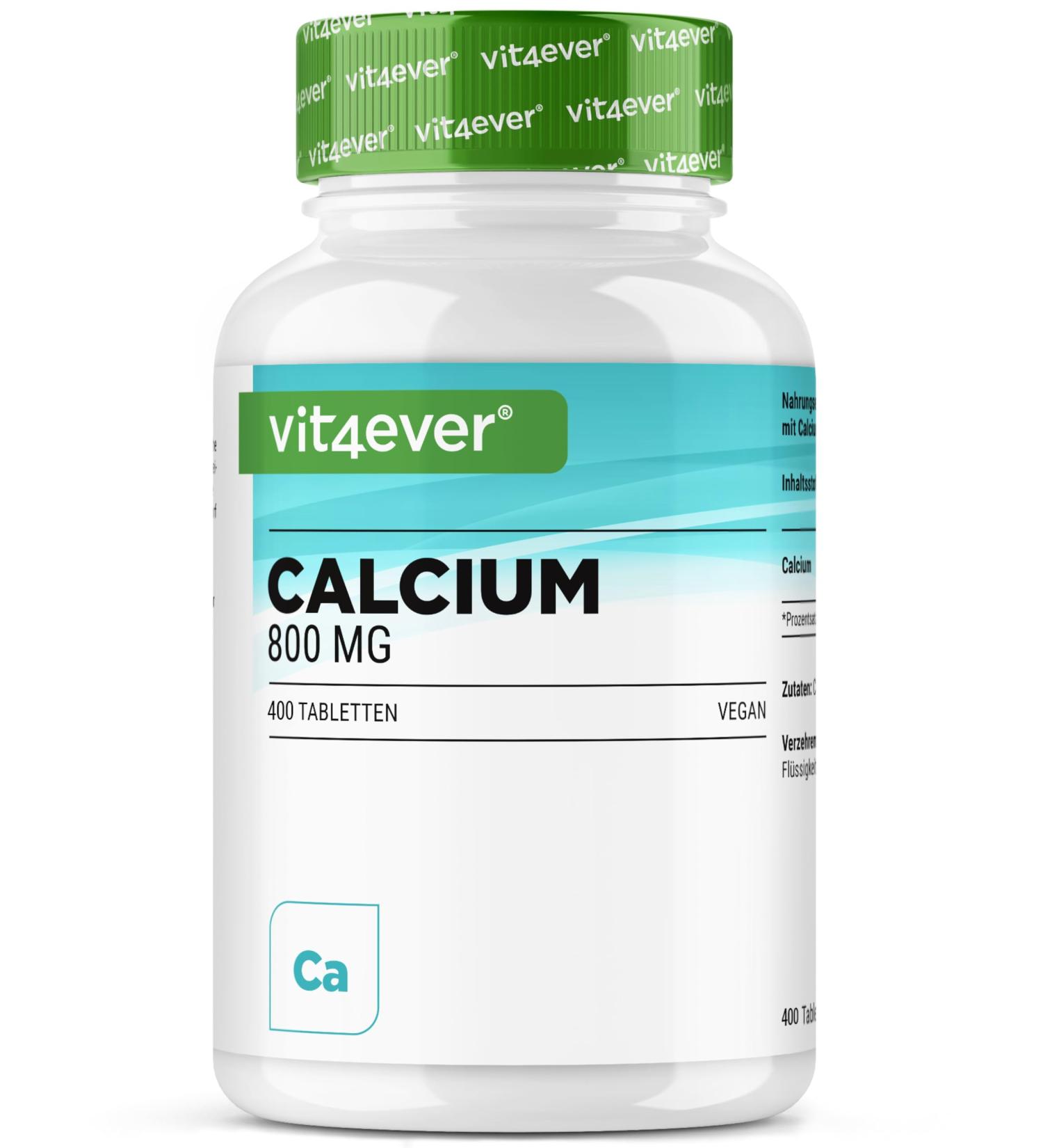 vit4ever Calcium 400 comprim s avec 800 mg de calcium provenant de carbonate de calcium par portion quotidienne Suffit pour 6 6 mois V gane hautement dos et sans additifs inutiles 400 unit (Lot de 1) - Buy Online on GoSupps.com