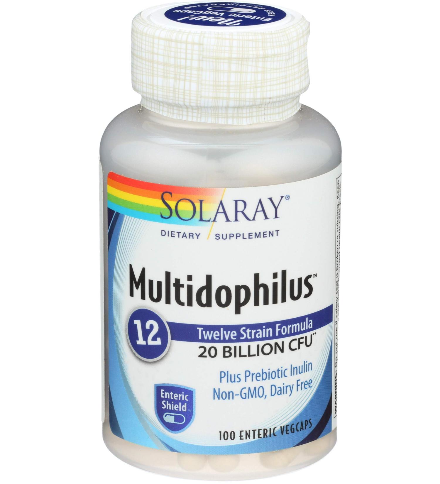 Solaray Multidophilus 12 - 20 Billion CFU Probiotics | 100 Coated VegCaps - Buy Online on GoSupps.com