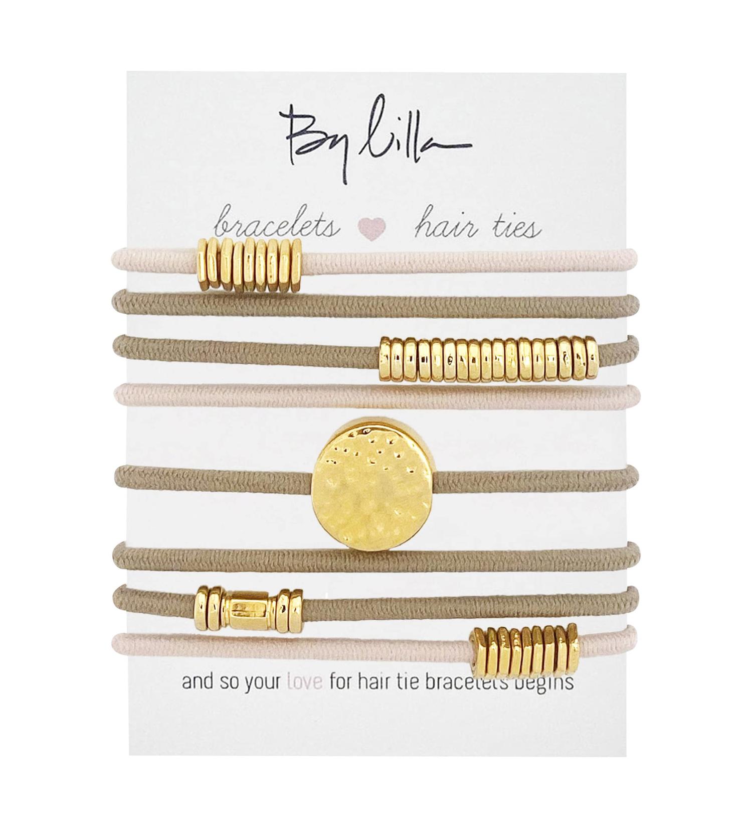 By Lilla Sunlight Stack Ponytails - Set of 8 Hair Ties and Bracelets in Rose/Starfish/Gold - Buy Online on GoSupps.com