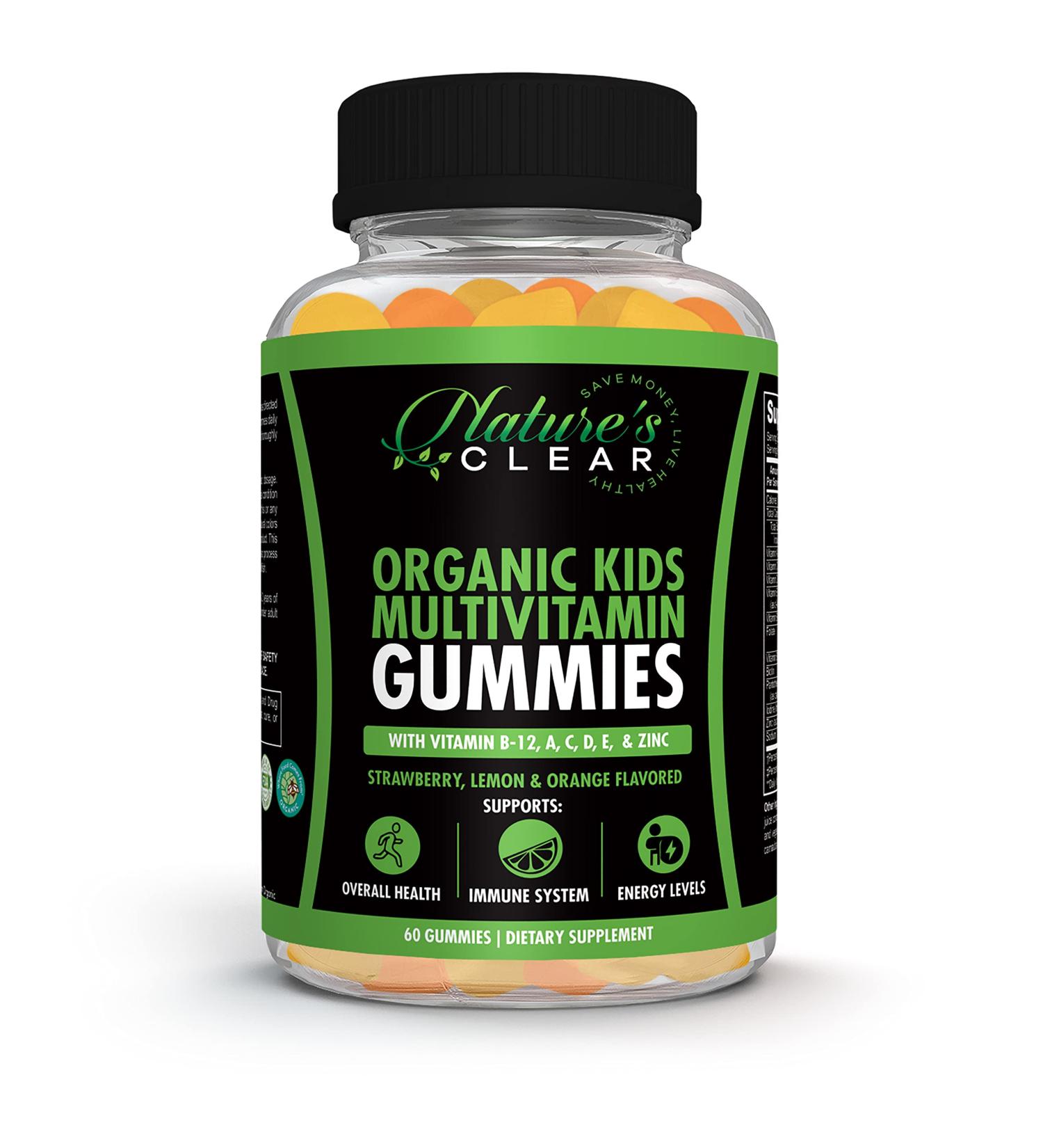 Natures Clear Organic Kids Gummies Multivitamins | Vitamin D & Zinc | Gluten Free & Non-GMO | 60 Count - Buy Online on GoSupps.com