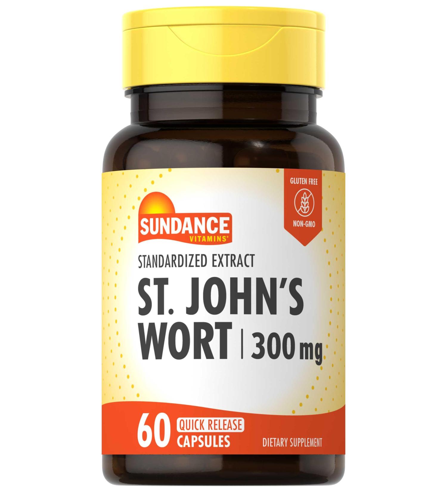 Sundance St. John's Wort Capsules | 300mg | 60 Count | Non-GMO and Gluten Free Standardized Extract - Buy Online on GoSupps.com