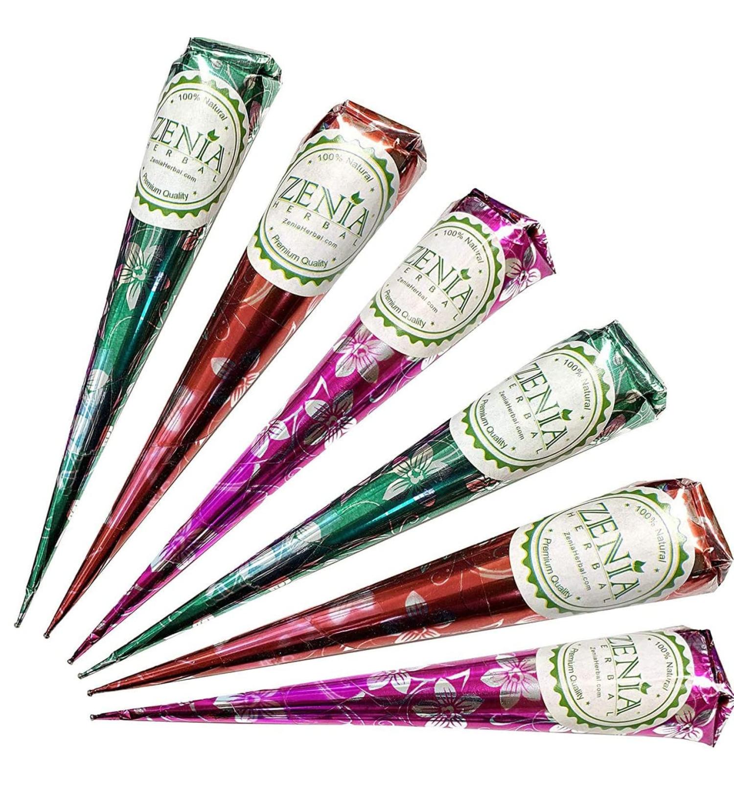 Zenia 5 Pack 100% Natural Henna Paste Hair Dye Cones - Reddish Brown Color - Buy Online on GoSupps.com