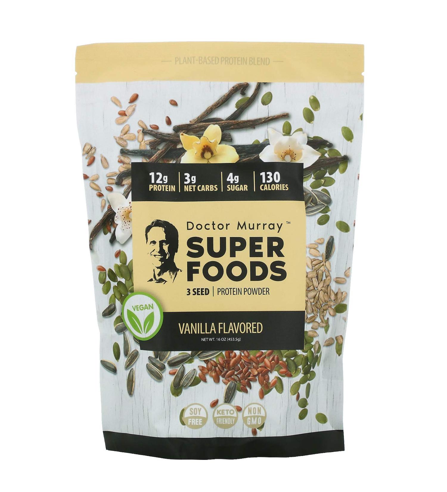 Dr. Murray's Super Foods 3 Seed Protein Powder Vanilla 16 oz (453.5 g)
