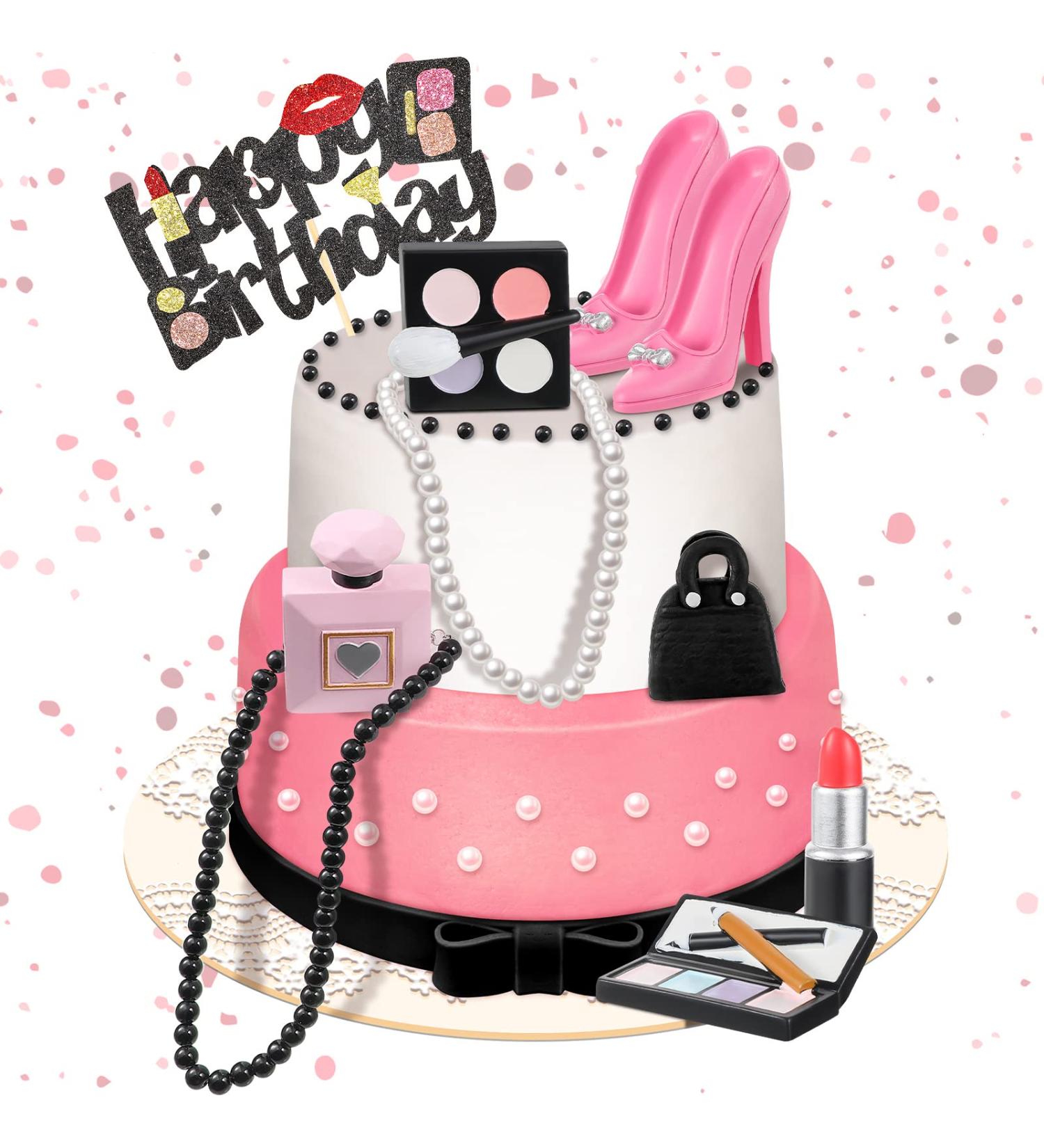 10 Pcs Makeup Cake Topper | Cosmetics Birthday Decorations | 3D Resin Bridal Shower Topper | Lipstick Perfume Eye Shadow Blush | Spa Theme Party Supplies for Girls Women - Buy Online on GoSupps.com