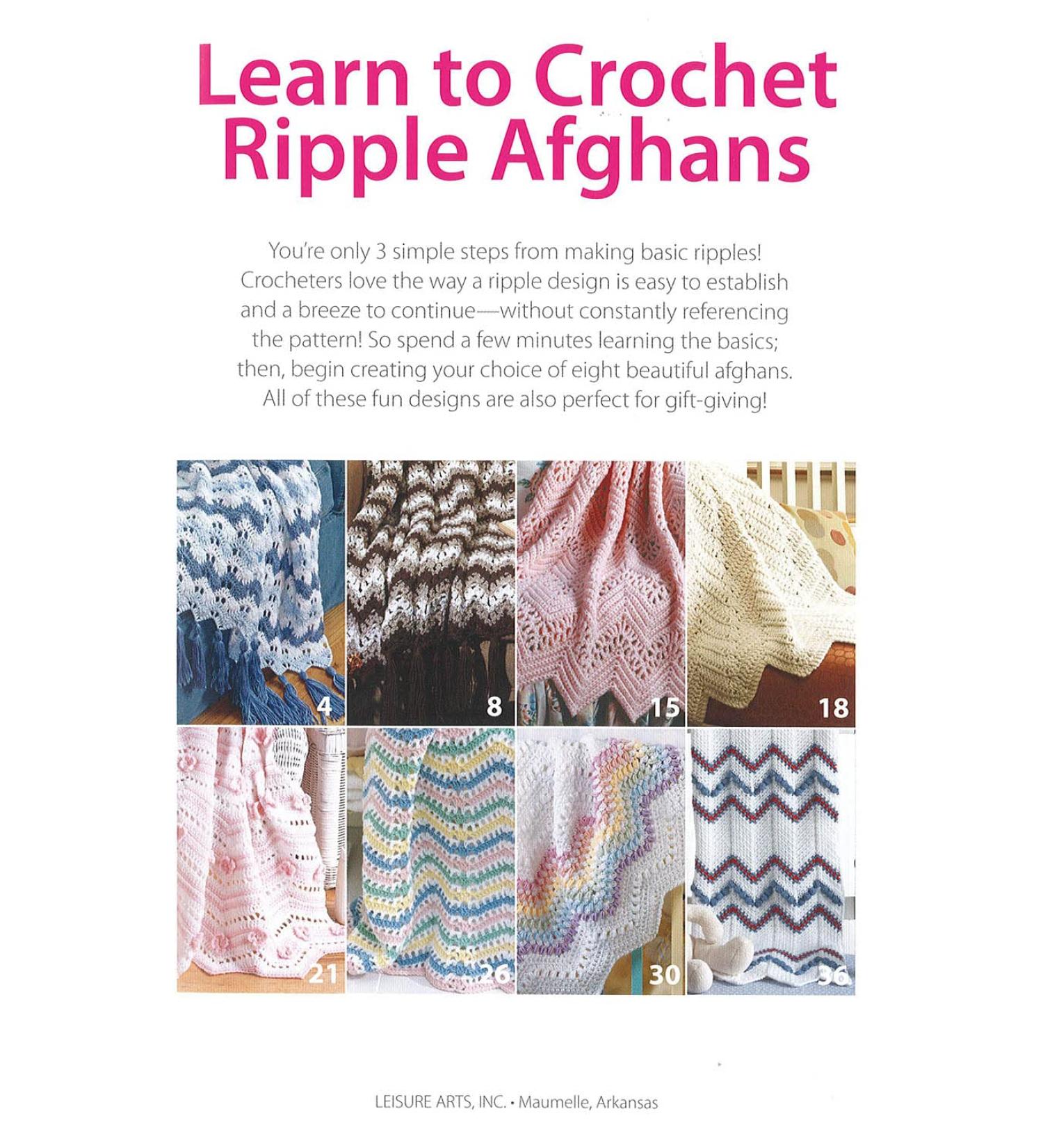 Learn to Crochet Ripple Afghans Book by LEISURE ARTS - Step-by-Step Guide for Stunning Ripple Patterns - Buy Online on GoSupps.com