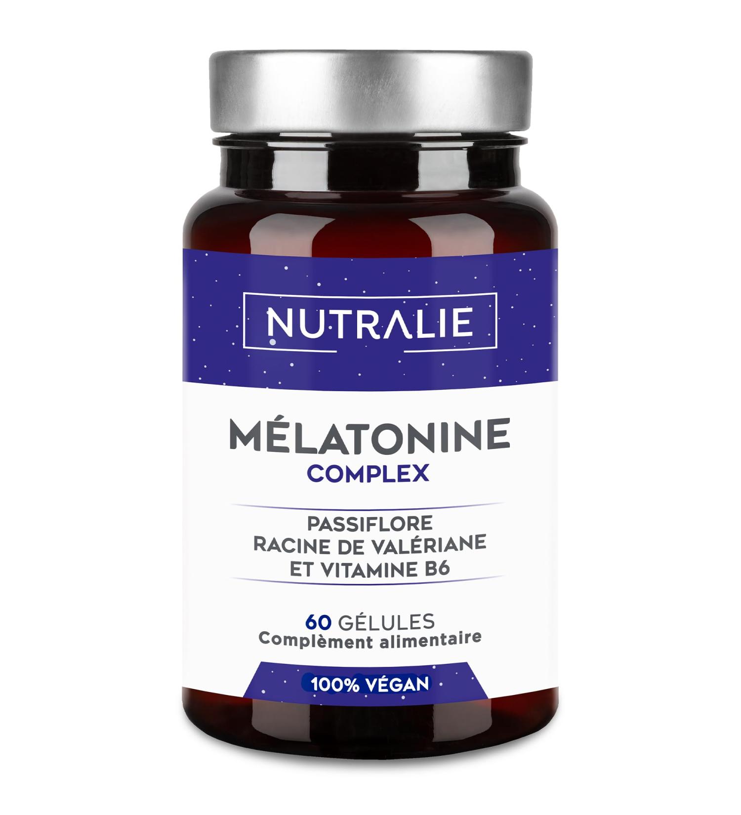 Strong and Powerful Melatonin - Fast Action on Sleep - Better Sleep Night & Jetlag - Improves Sleep Quality - Melatonin Valerian Fleur Passion Vitamin B6-60 Capsules NUTRALIE - Buy Online on GoSupps.com