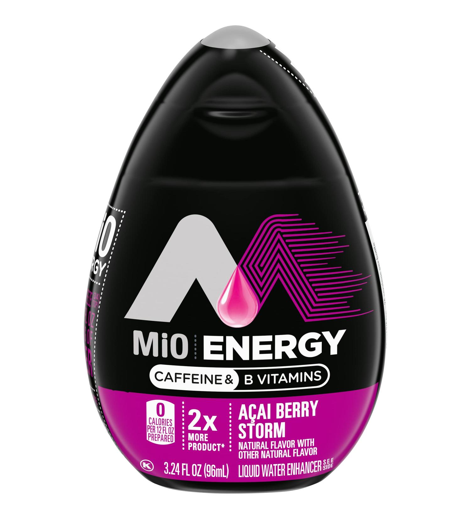 MiO Energy Acai Berry Storm Liquid Water Enhancer 3.24 Fl Oz (Pack of 8) | Natural Flavors | Energize Your Water - Buy Online on GoSupps.com