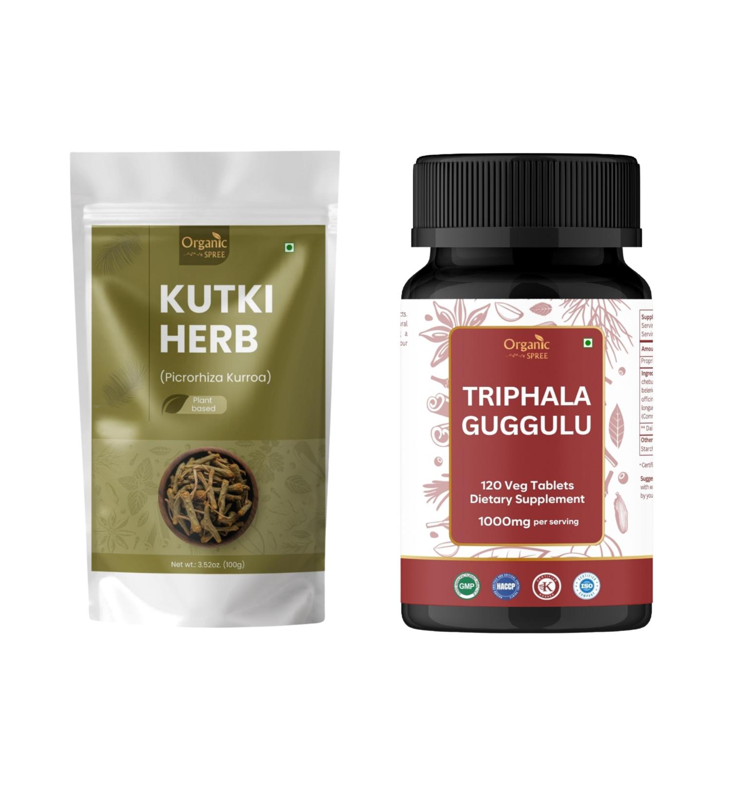ORGANIC SPREE Kutki Herb & Triphala Guggulu Supplement 100g & 120 Tablets - Buy Online on GoSupps.com