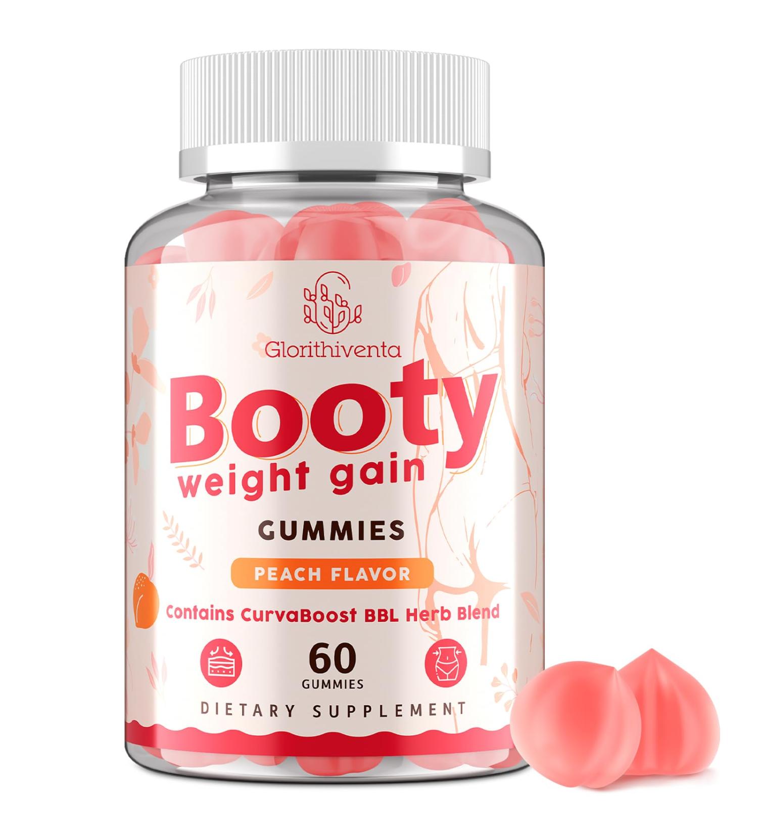 Booty Gummies for Women BBL Gummies Contains CurvaBoost BBL Herb Blend & Creatine Monohydrate for Booty Curves & Energy Zero Sugar Vegan Peach Flavor - 60 Counts 60 Count (Pack of 1) - Buy Online on GoSupps.com