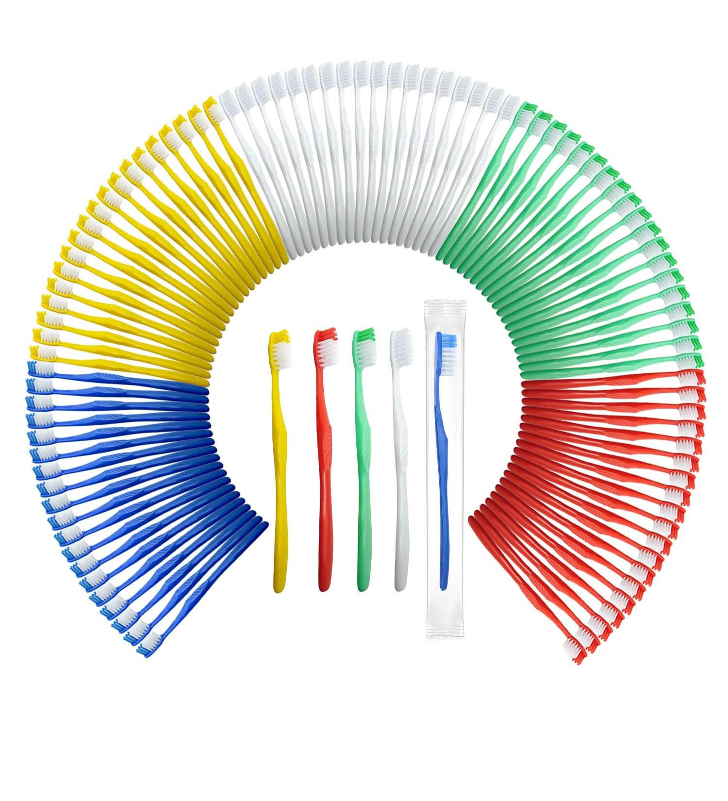 500 Pack Disposable Toothbrushes - Multi Color Individually Wrapped Travel Toothbrushes for Donations Gifts & Hotels | Bulk Manual Soft Bristle Tooth Brush Set - Buy Online on GoSupps.com