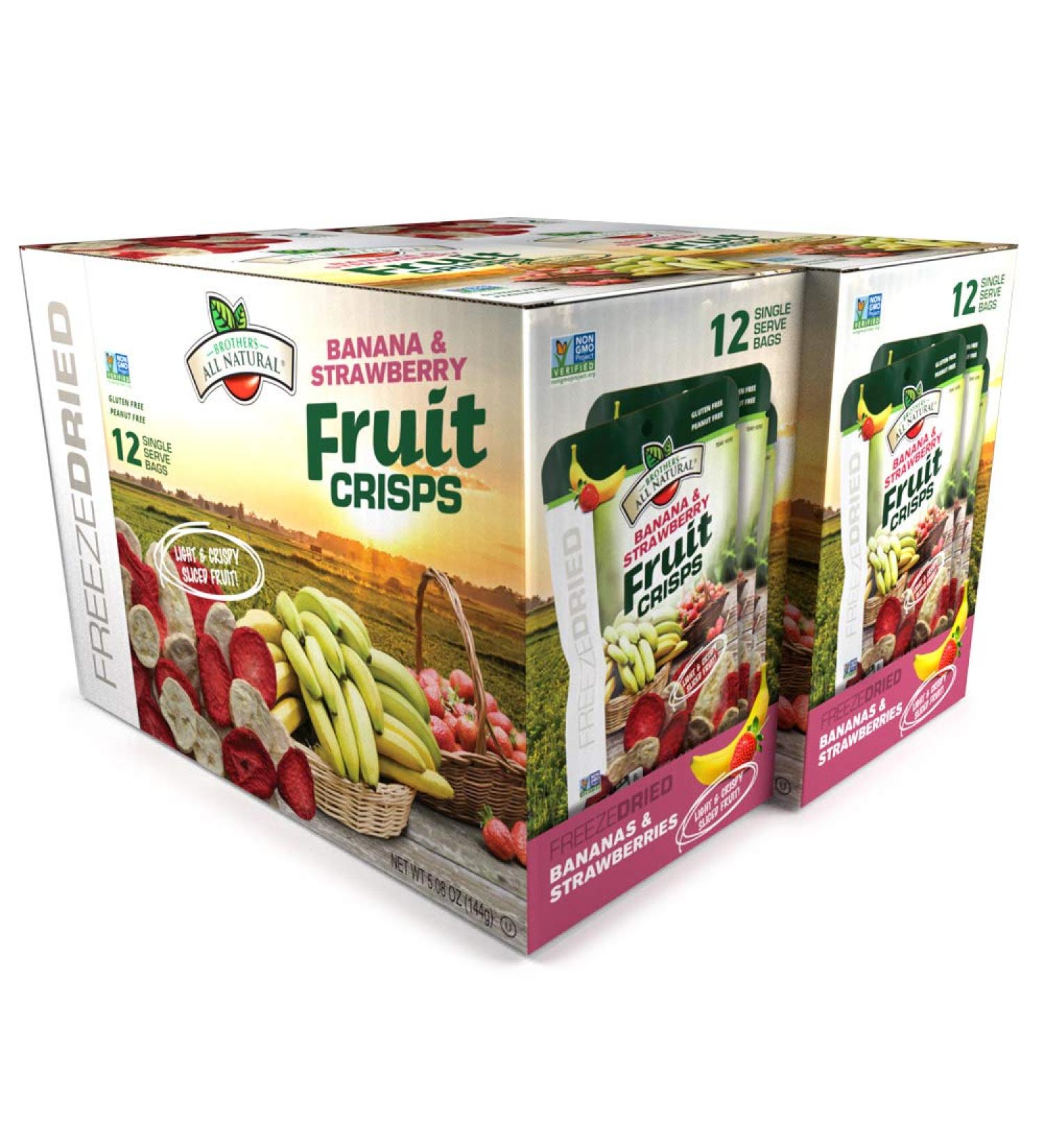 Brothers-All-Natural Freeze-Dried Fruit Crisps â€“ Strawberries & Bananas (12 Single-Serve Bags) - Buy Online on GoSupps.com