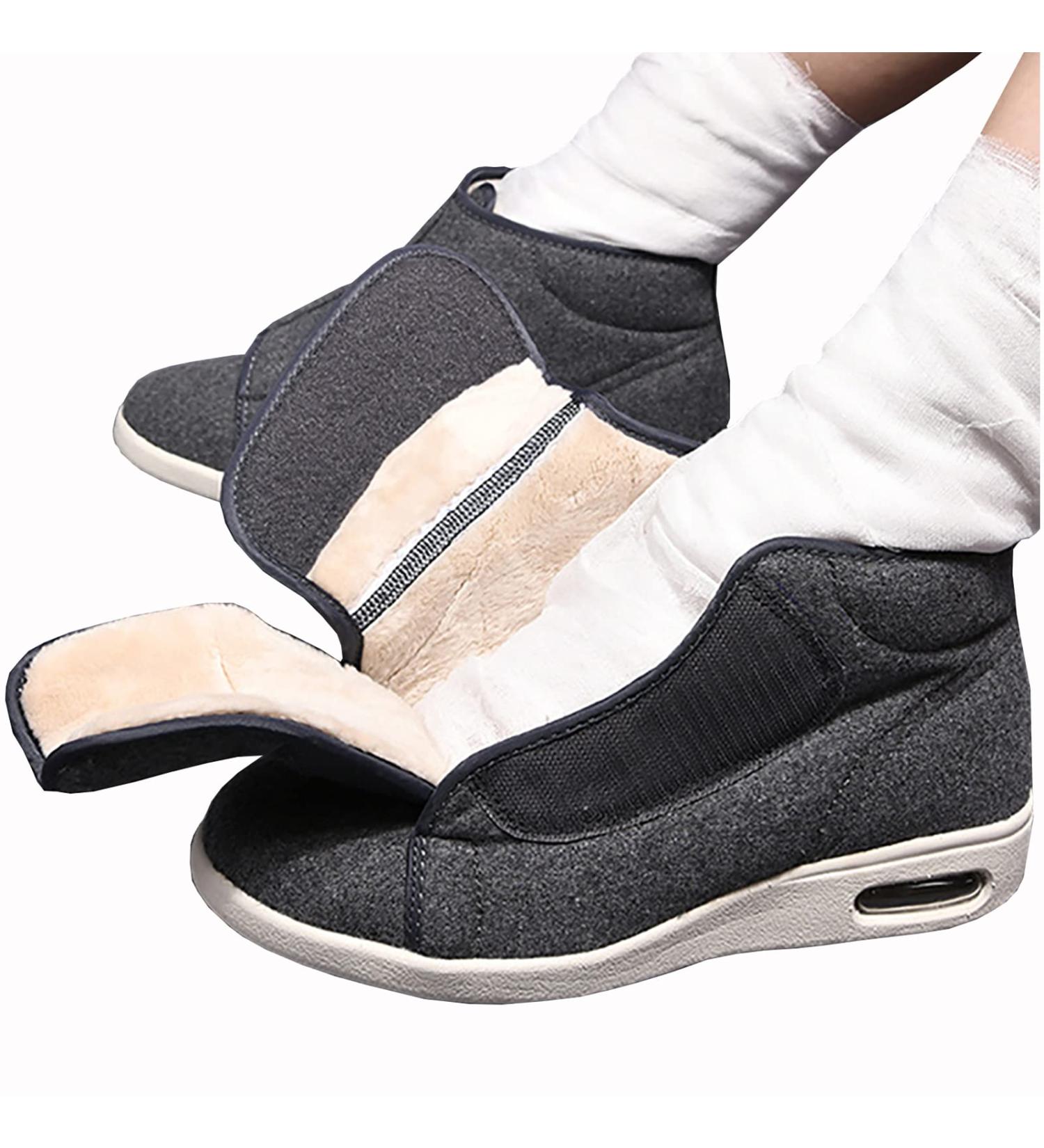 Warm Wool Orthopedic Walking Shoes for Wide Feet - Grey - Men 6/Women 7 - Buy Online on GoSupps.com