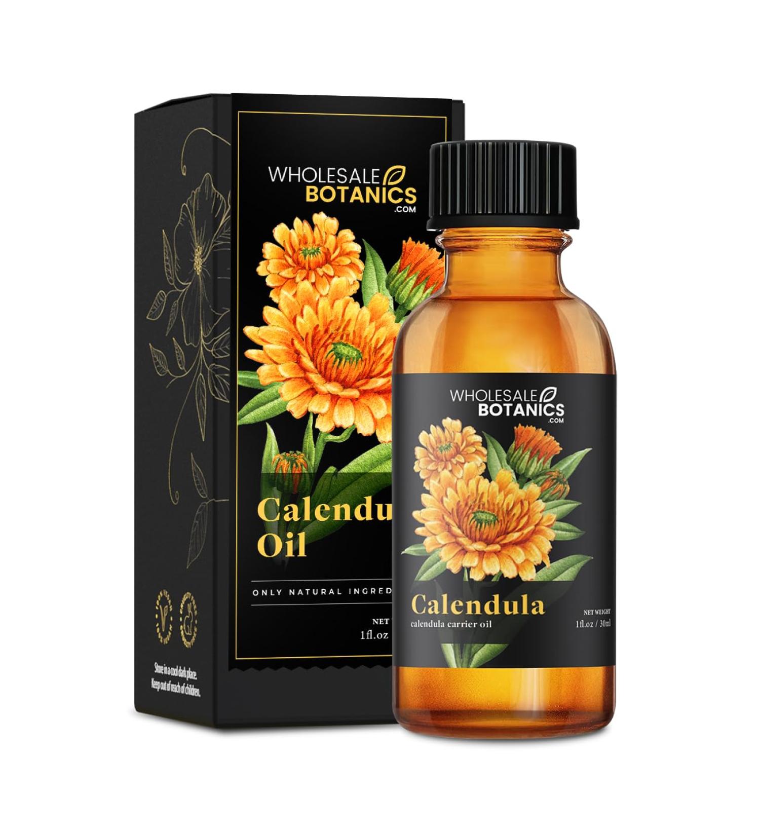 Calendula Oil by Wholesale Botanics Lightweight Aromatic Oil for DIY Skincare Massage & Aromatherapy | Vegan & Cruelty Free (1 Fl.Oz.) 1 Fl Oz (Pack of 1)