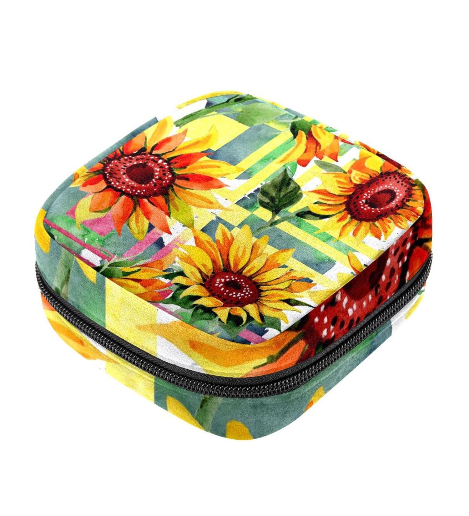 Wildflower Sunflower Patterns: Stylish Women's Napkin Storage Bag & Portable Menstrual Cup for Teenagers & Girls - Buy Online on GoSupps.com