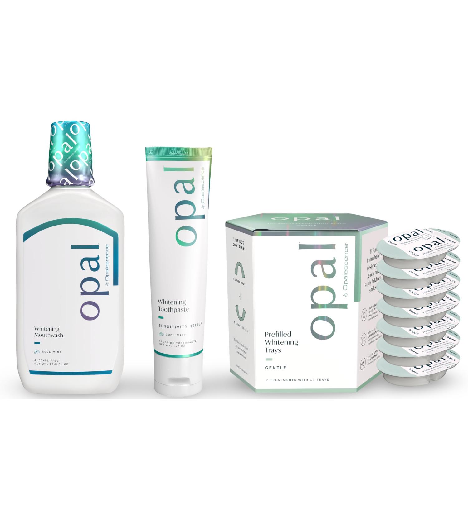 Opal by Opalescence Go - Gentle Teeth Whitening Trays (7 Treatments) w/Sensitivity Toothpaste & Mouthwash - Cool Mint - Ultradent - Buy Online on GoSupps.com
