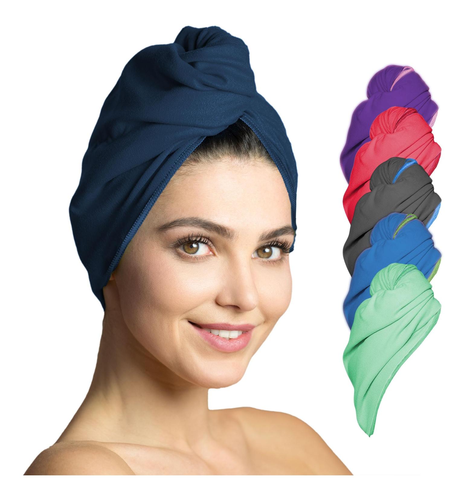 Fit Flip Hair Turban Set - Microfiber Quick-Drying & Absorbent Hair Towel (Navy Blue) - 1 Piece Special Turban Towel for Women - Buy Online on GoSupps.com