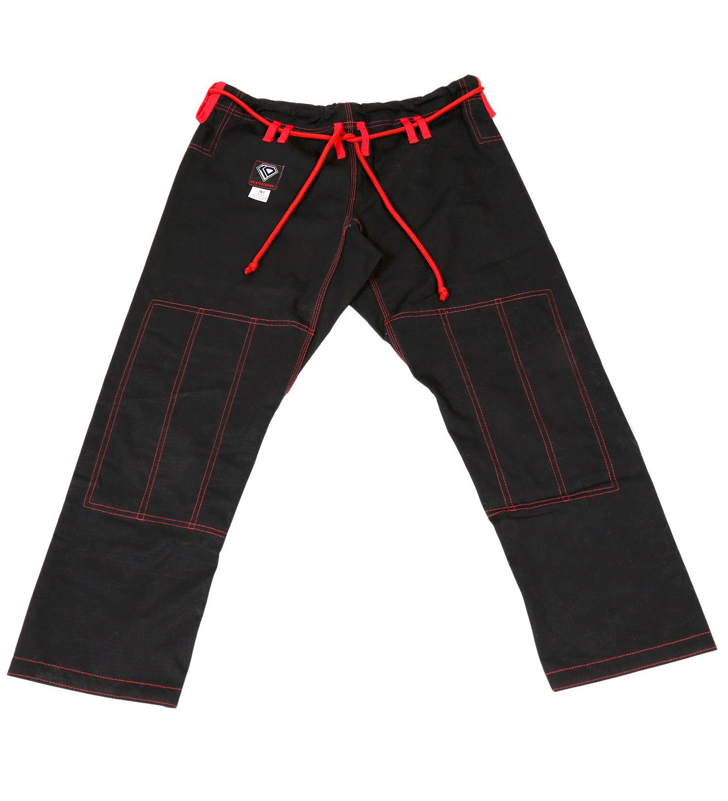 KO Sports Gear - Gi Pants, Preshrunk, Rip Stop, Contrasting Stitching, Belt and Trim, BJJ Jiu Jitsu, Martial Arts Black 1