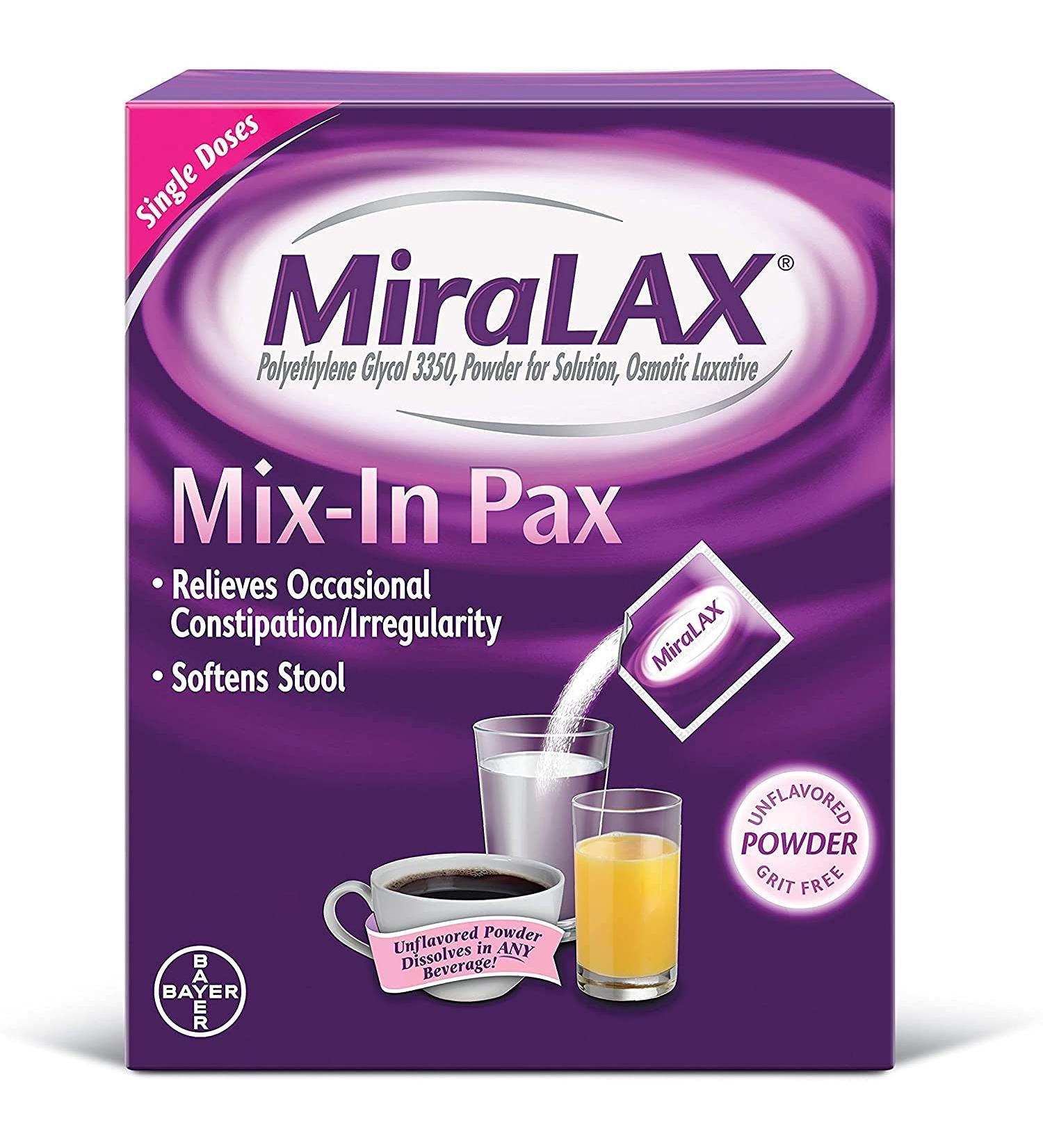 MiraLAX Mix-In Polyethylene Glycol 3350 - 10 Singles Doses | Fast-Acting Constipation Relief - Buy Online on GoSupps.com