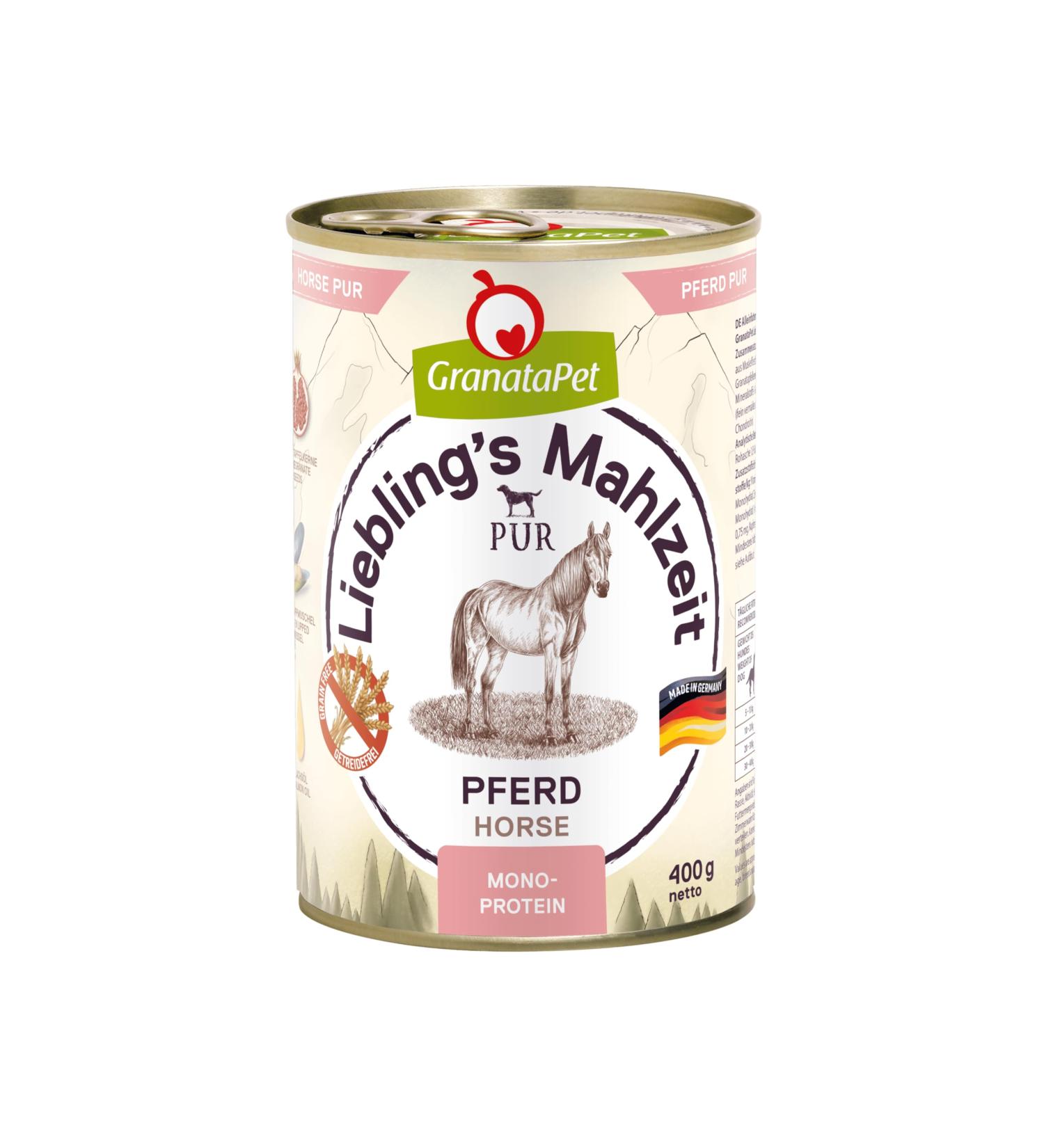 Granatapet Liebling's Meal Pure - Grain-Free Wet Dog Food with High Meat Content 6 x 400g Horse Flavor - Premium Canine Nutrition - Buy Online on GoSupps.com