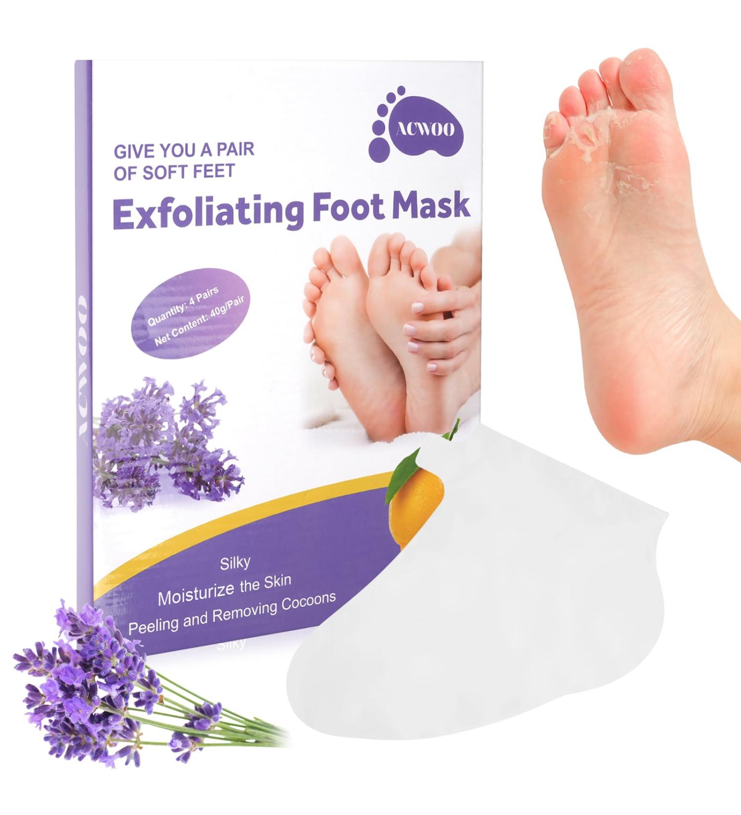 ACWOO Foot Peel Mask - Exfoliating Socks for Soft Baby Feet (4 Pairs) | Plant Formula Callus Remover & Moisturizing Treatment - Buy Online on GoSupps.com
