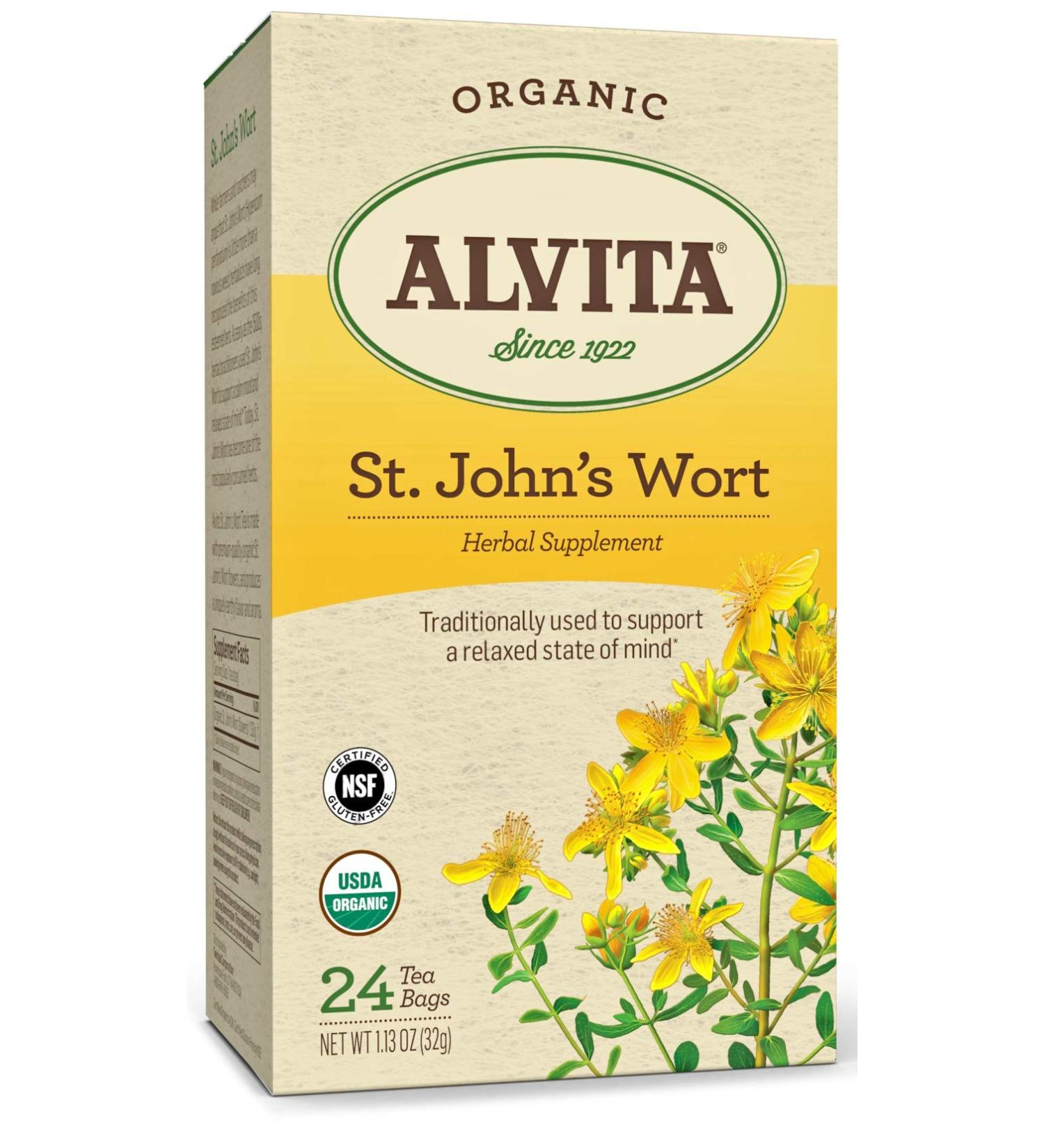 Alvita Organic St. John's Wort Herbal Tea - Premium Quality, 24 Tea Bags - Buy Online on GoSupps.com