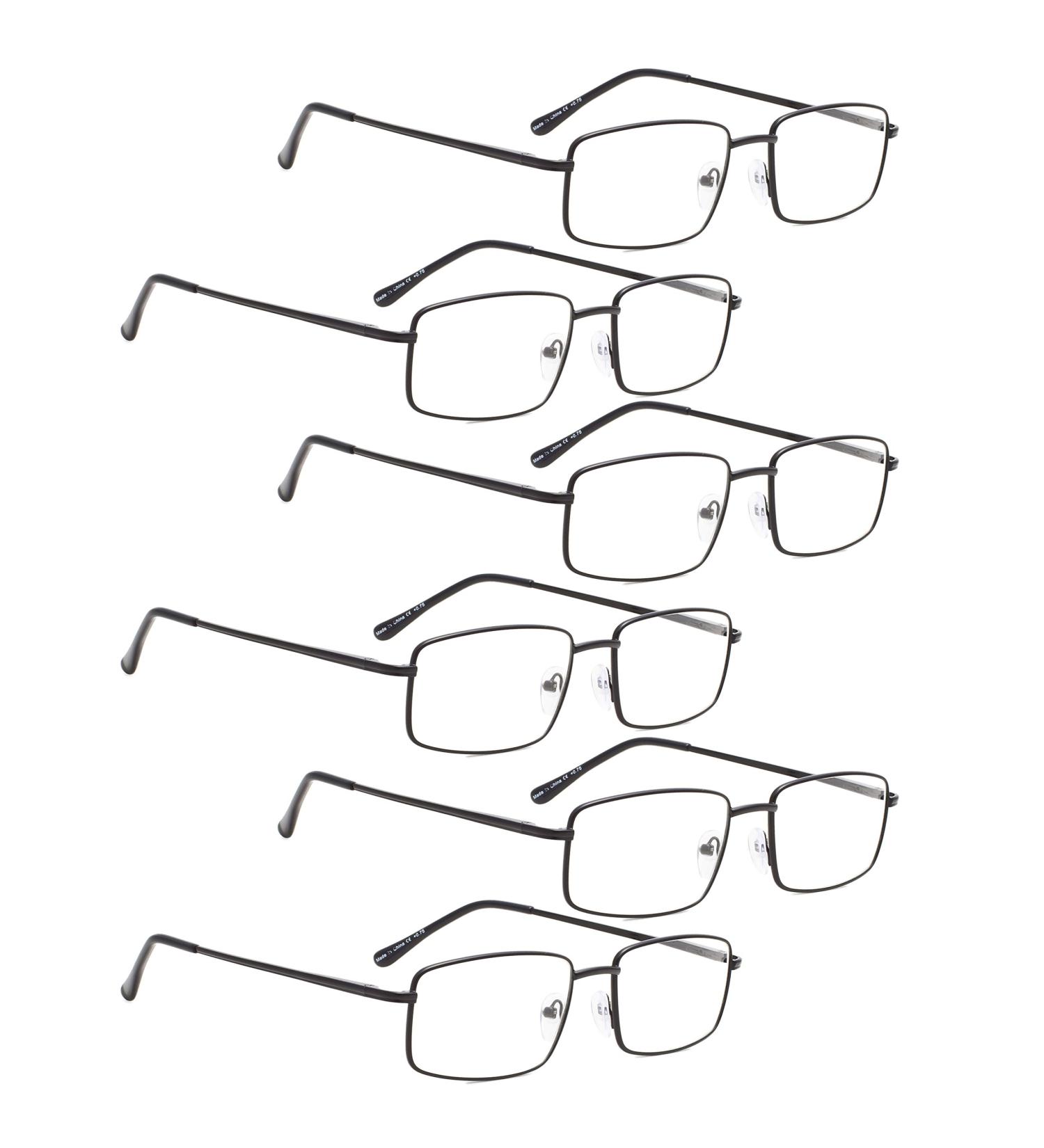 3 Pack Metal Reading Glasses for Men - 6 Black 2.0x Magnification - Buy Online on GoSupps.com