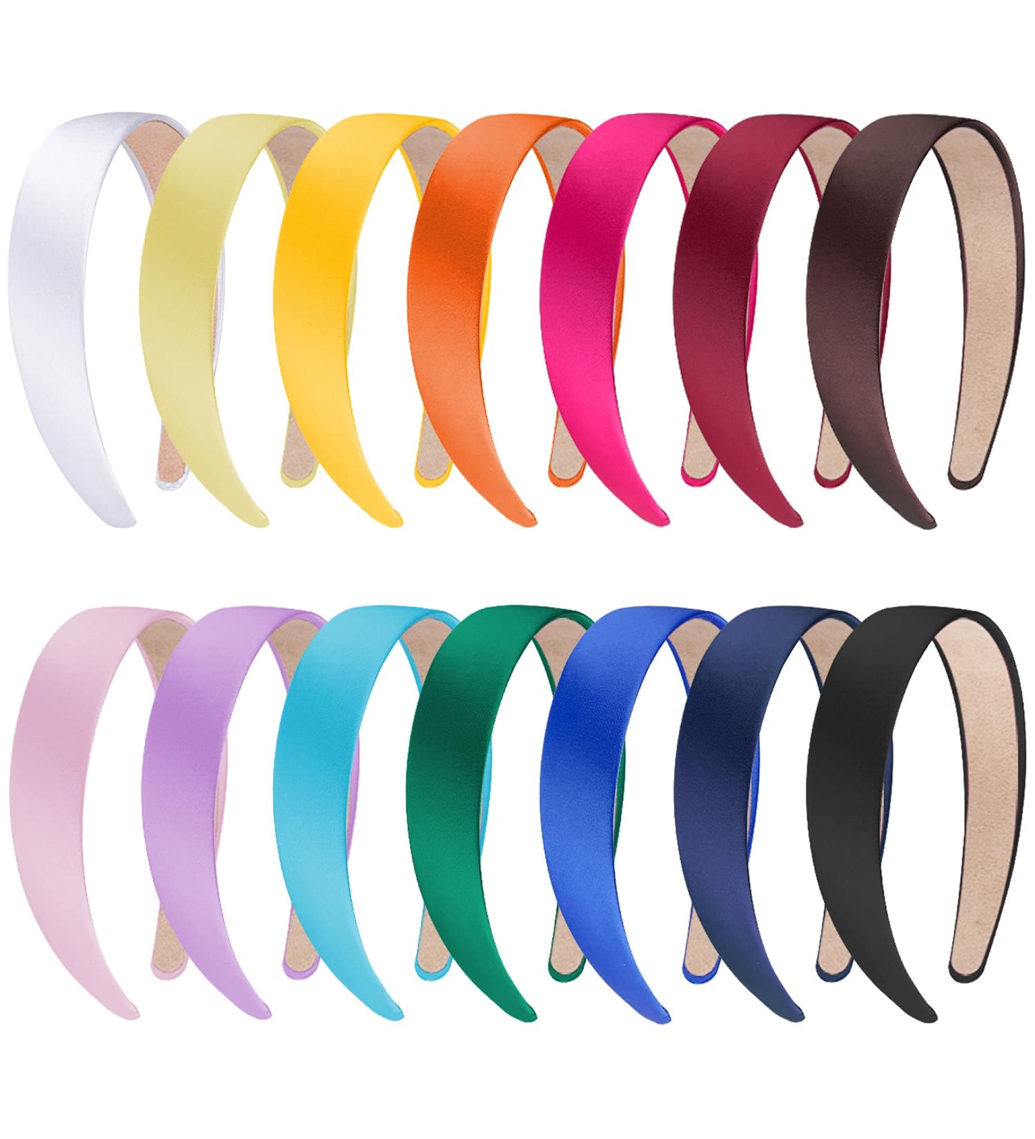 SIQUK 14-Piece Satin Headbands - Colorful 1 inch DIY Craft Headbands for Women and Girls - Buy Online on GoSupps.com