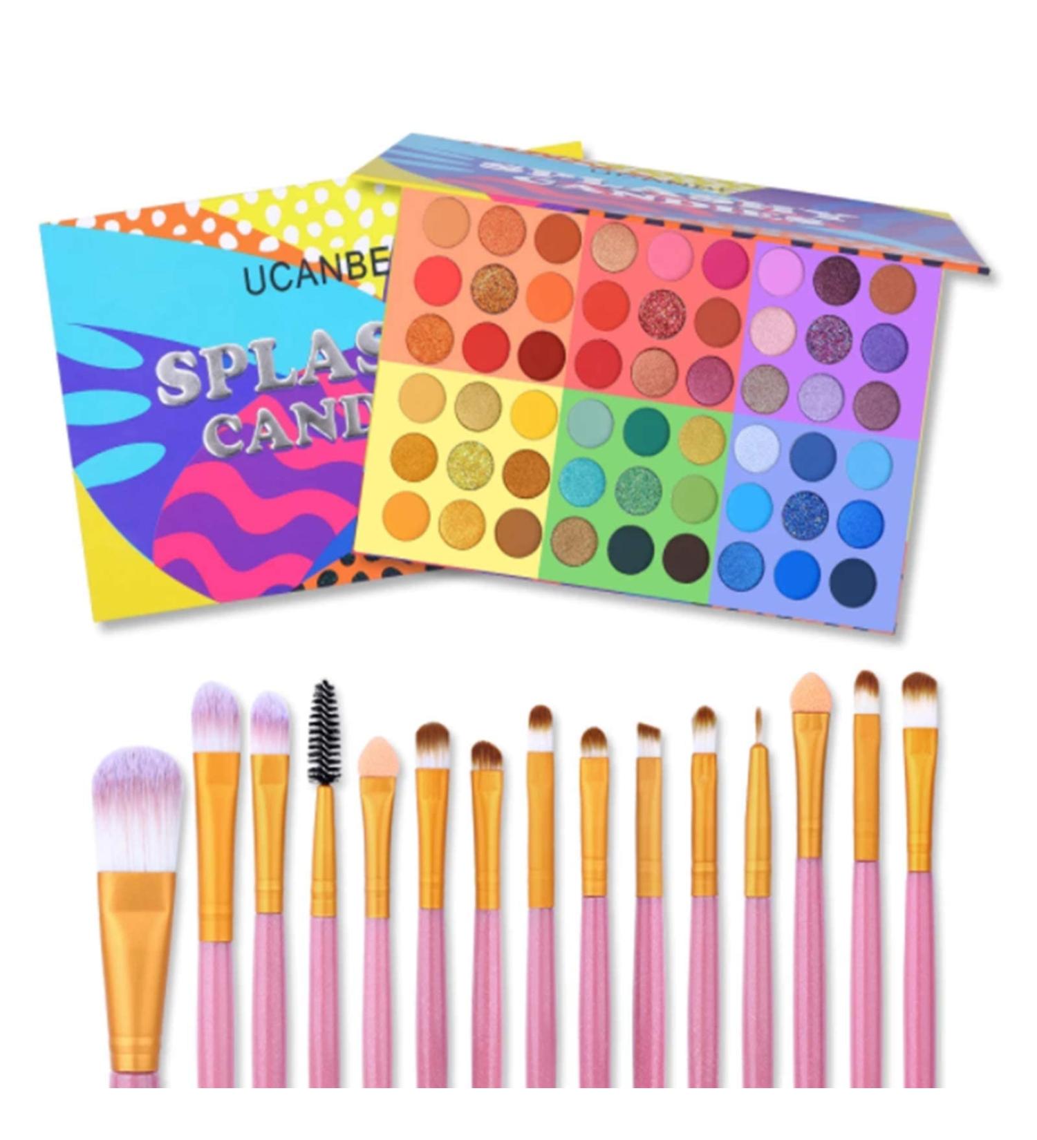 54 Color Eyeshadow Palette & 15 Piece Makeup Brush Set | 6-in-1 Glitter & Matte Eye Makeup Kit - International Shipping Available - Buy Online on GoSupps.com