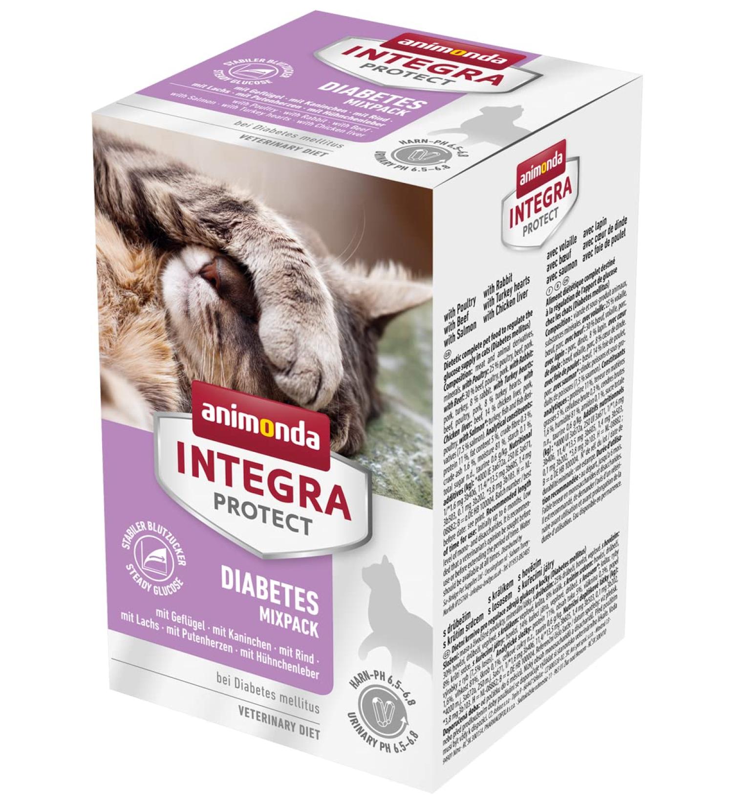 Animonda Integra Protect Wet Cat Food - Diabetes Care Adult Mix Pack 6 x 100g - Optimal Nutrition for Cats - Buy Online on GoSupps.com