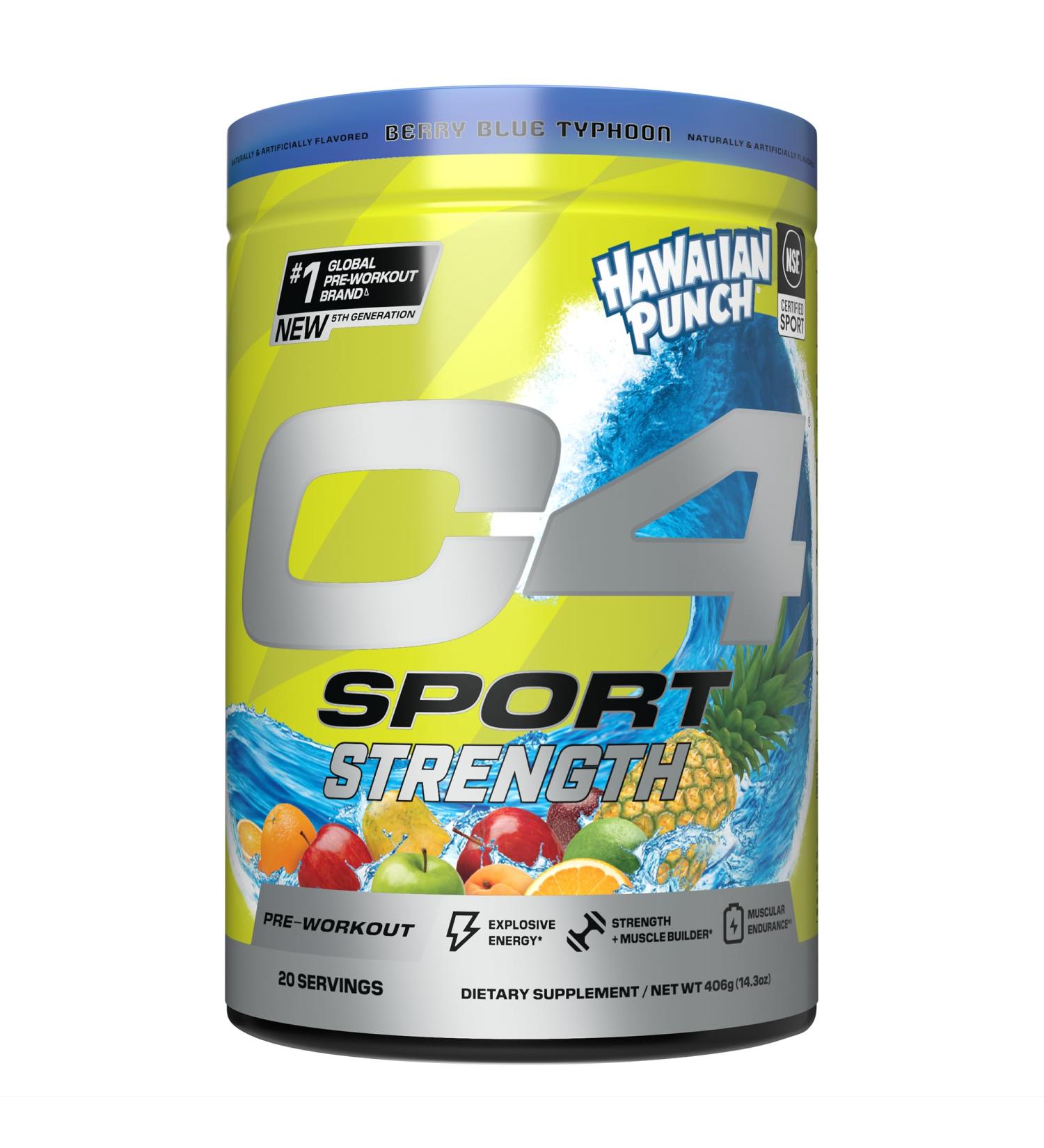 Cellucor C4 Sport Pre Workout Powder - NSF Certified Sugar Free Energy Supplement with Beta-Alanine & Creatine - Hawaiian Punch Berry Blue 20 Servings - Buy Online on GoSupps.com