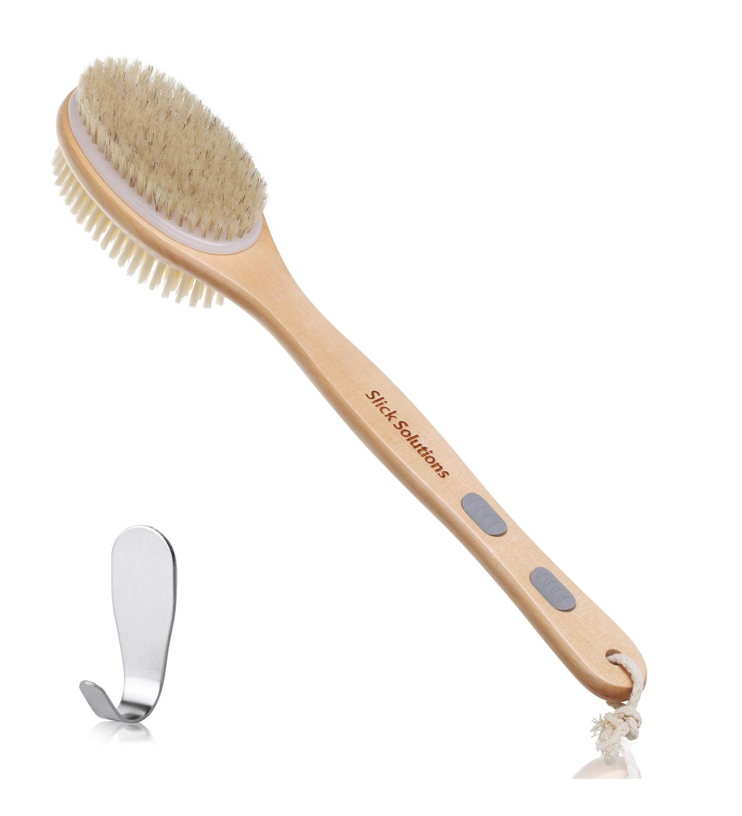 Double Sided Shower Brush | Long Handle Back Scrubber and Bath Brush - Buy Online on GoSupps.com
