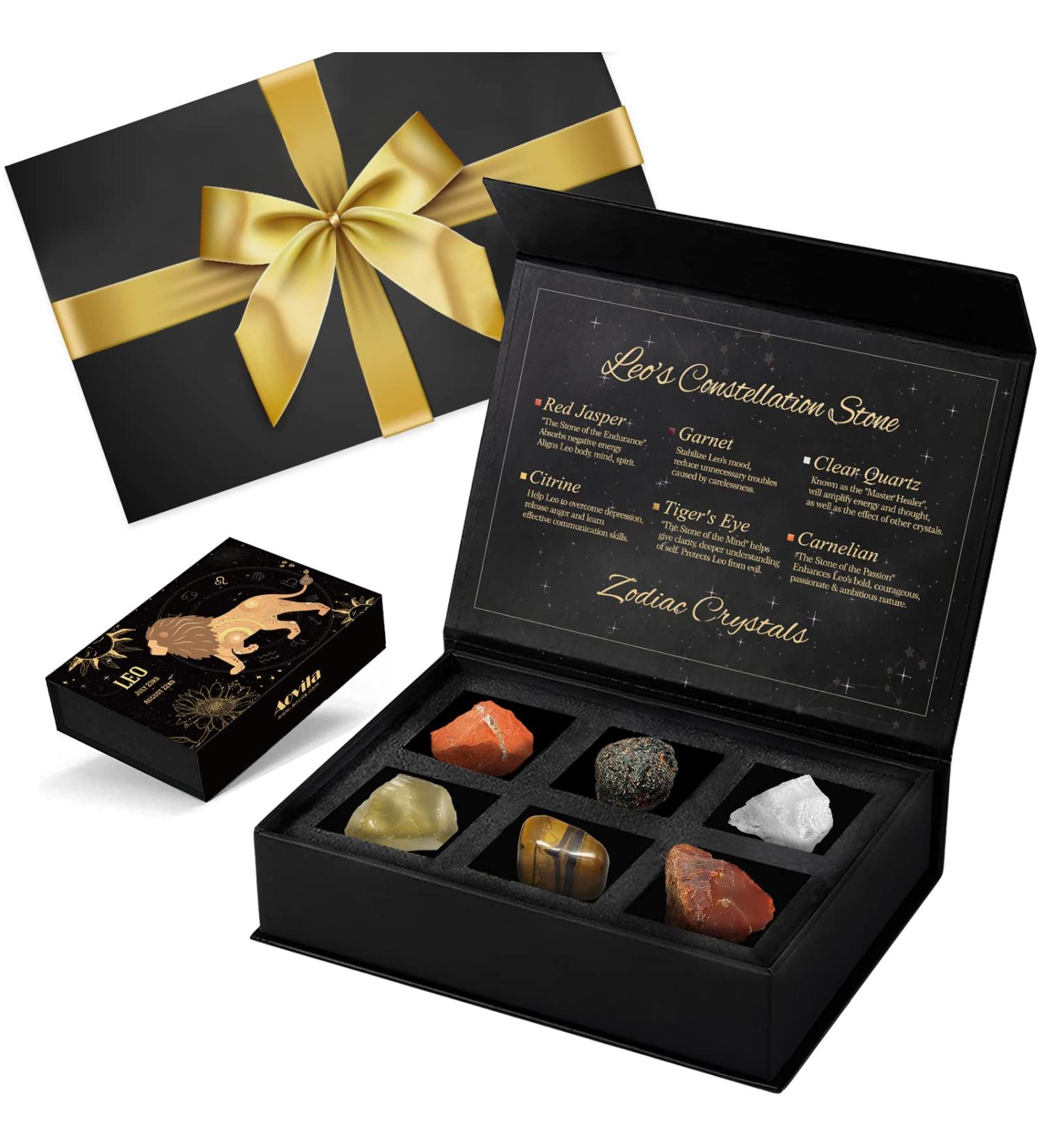 Leo Birthstone Gift Set with Crystals & Greeting Card - Astrology Birthday Gift for Her - Buy Online on GoSupps.com