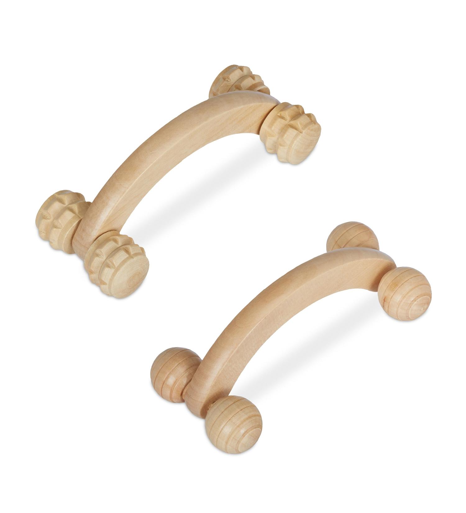 Relaxdays Wooden Massage Set - 2 Manual Rollers for Back Neck Arms & Legs - Natural Massage Devices for Home Use - Buy Online on GoSupps.com