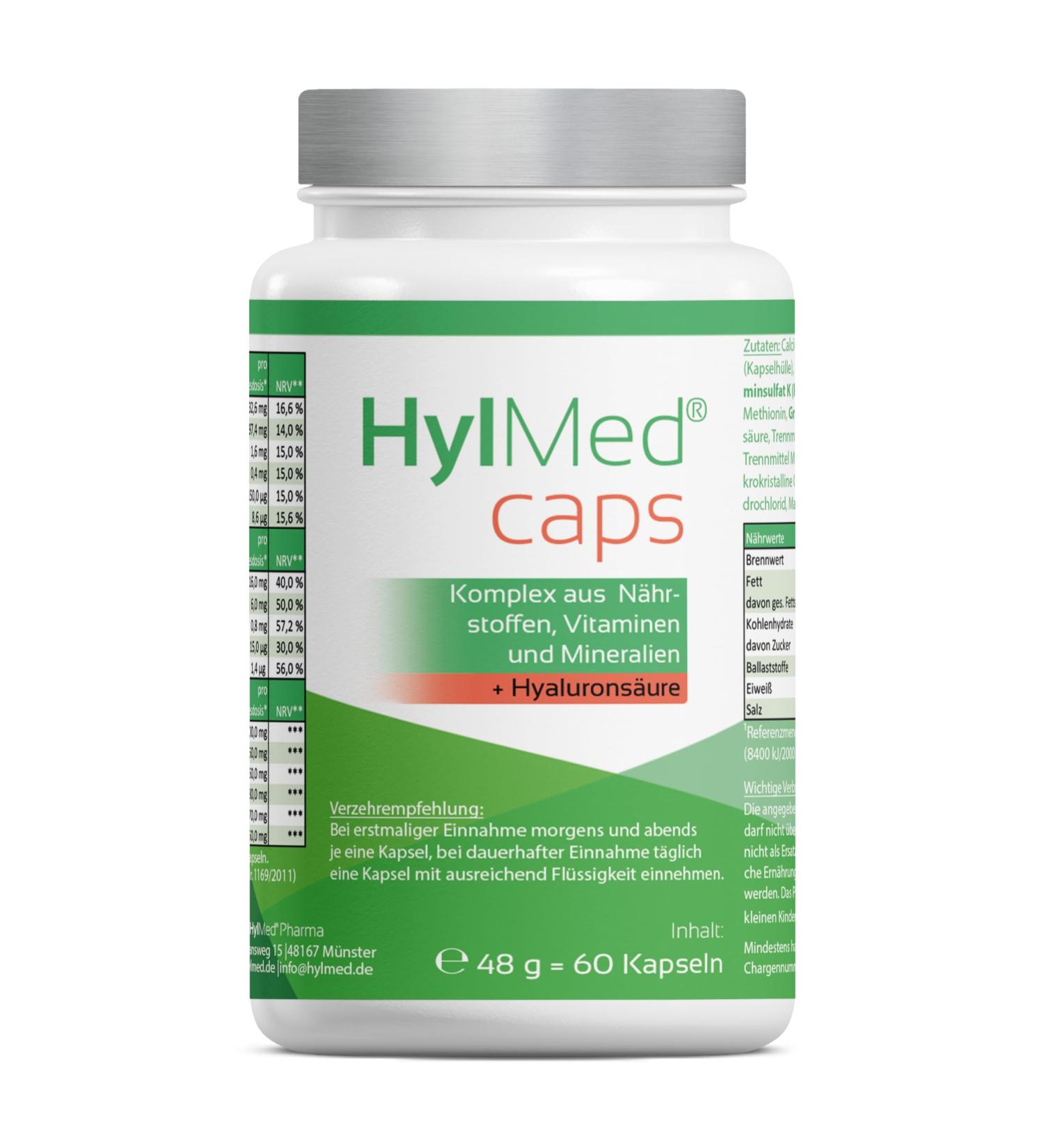 Hylmed HA Caps - High-Dose Hyaluronic Acid & Collagen for Healthy Skin & Bones | 60 Capsules  - Buy Online on GoSupps.com