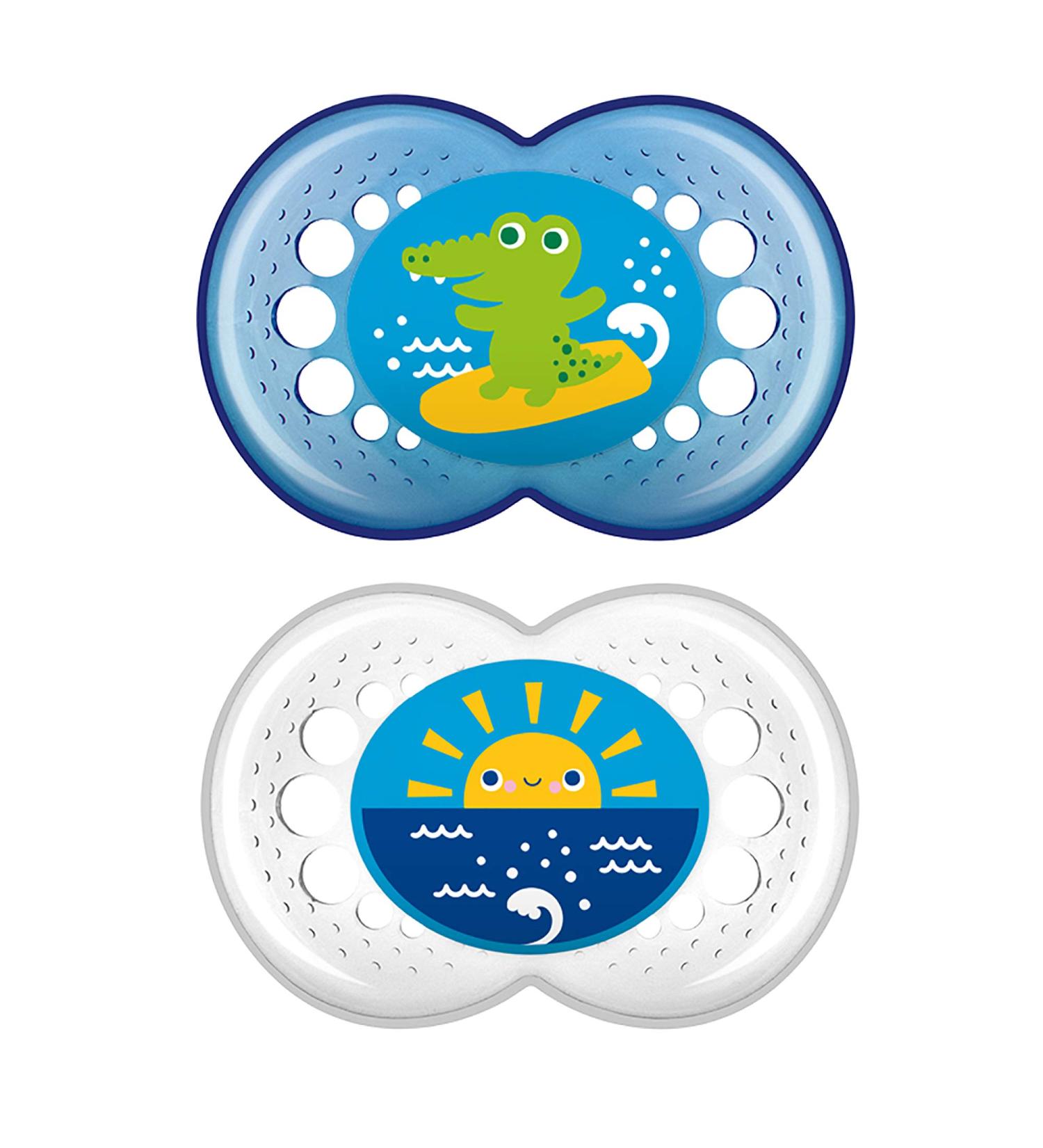 MAM Crystal Silicone Pacifier - Blue - 6 Months (2-Count) | Soothing & Safe for Babies | International Shipping Available - Buy Online on GoSupps.com