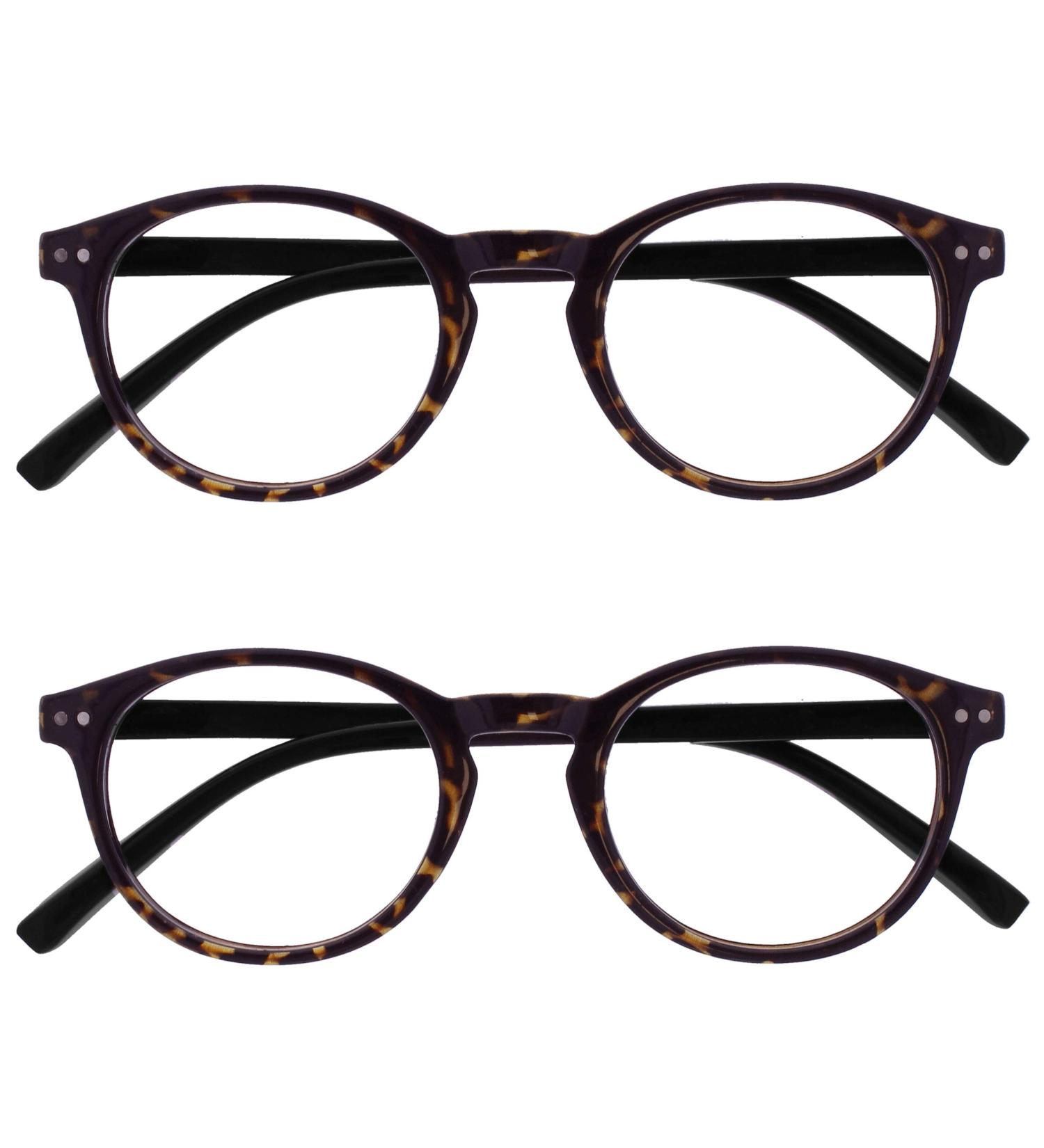 Opulize Zen Reading Glasses 2 Pack - Small Round Frame Scratch-Resistant Dark Brown Tortoise +1.00 Diopters for Men & Women - Buy Online on GoSupps.com
