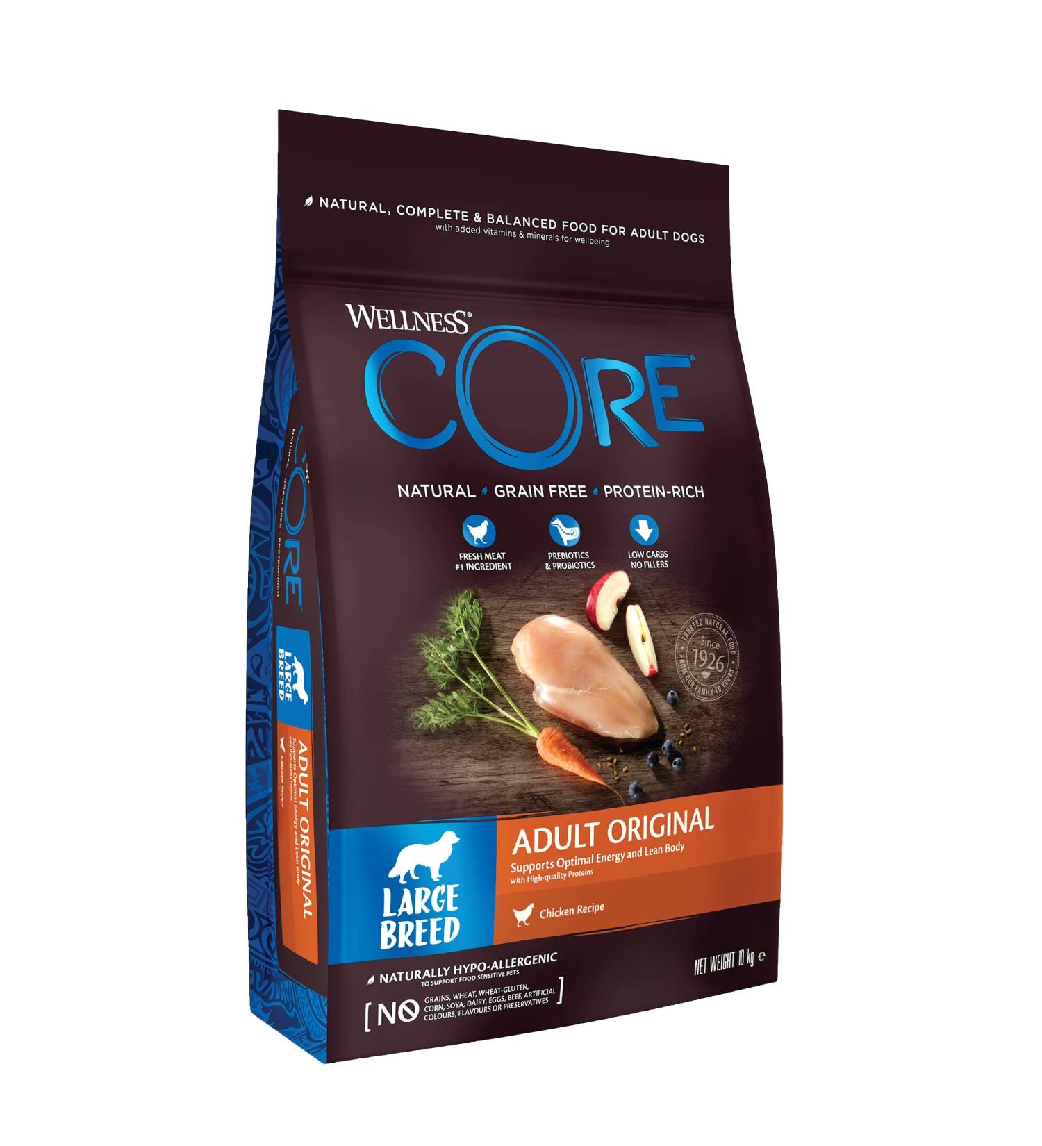 Wellness Core Large Breed Original Natural and Grain-Free Dog Food for Large Dogs Chicken 10 kg - Buy Online on GoSupps.com
