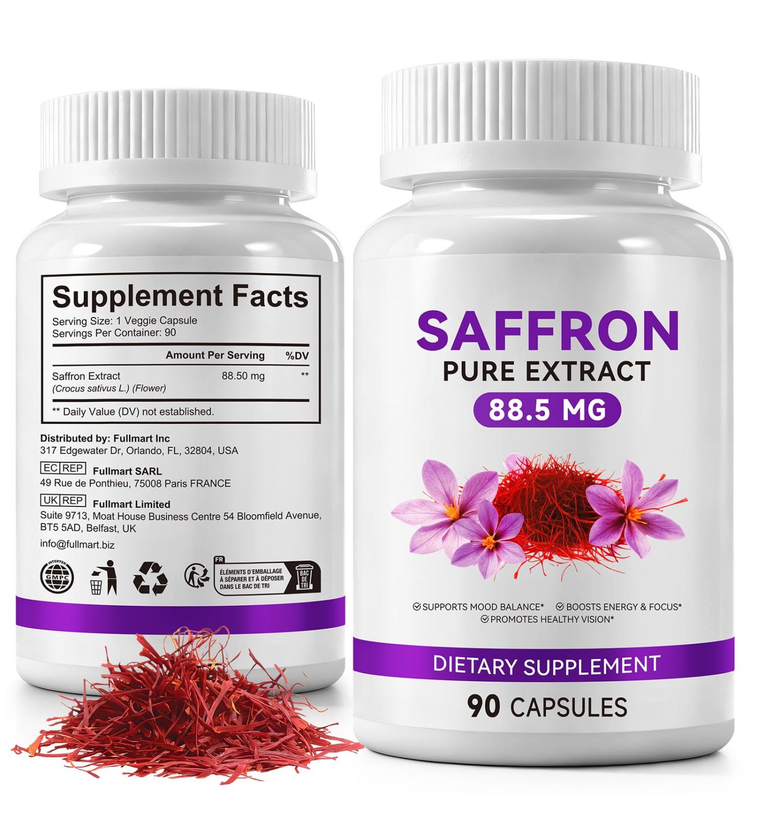 CCKULOOB Saffron capsules 90 pieces 885 mg Wild Saffron extract per capsule natural support for mood energy and eye health - Buy Online on GoSupps.com
