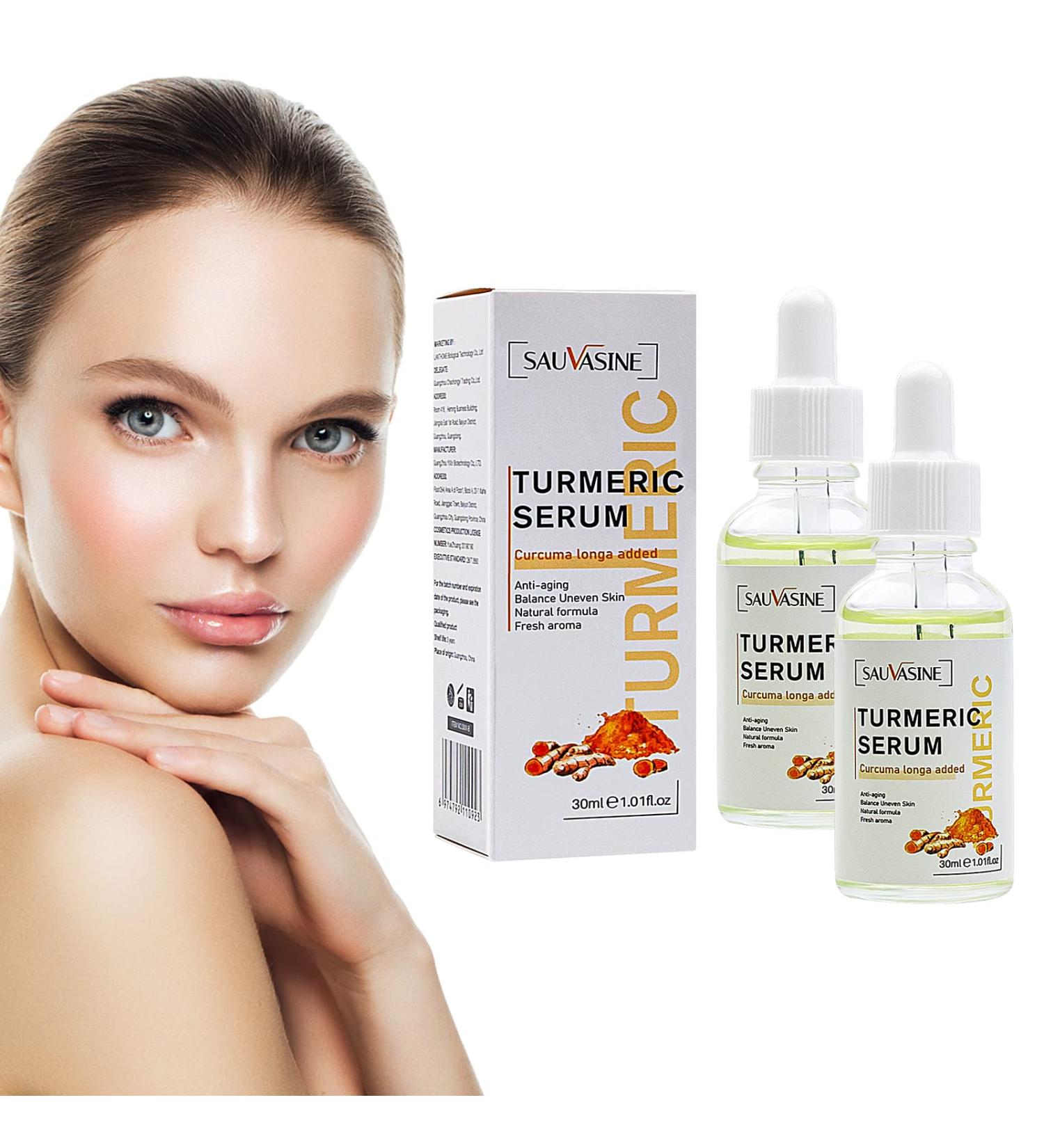 BROEYOUE 2 pieces Turmeric Dark Spot Corrector Serum Turmeric Repair Face Serum All Natural Skin Brightening Serum luminous serum for pimples and dark spots for all skin types - Buy Online on GoSupps.com