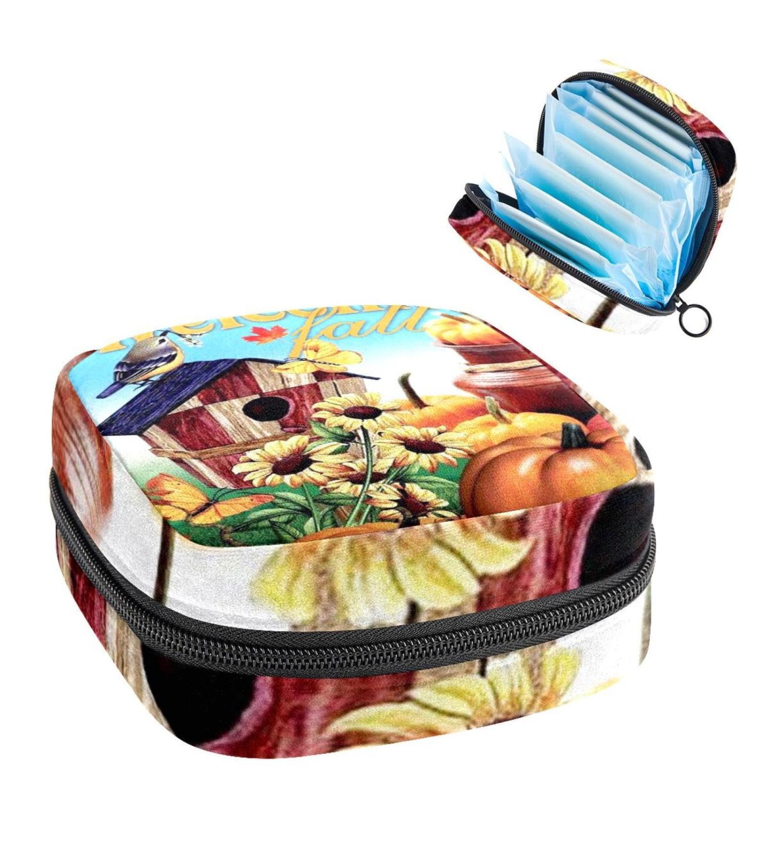 GIAPB Period Bag & Sanitary Napkin Storage Pouch | Travel Makeup Bag | Fall Pumpkin Color - Buy Online on GoSupps.com
