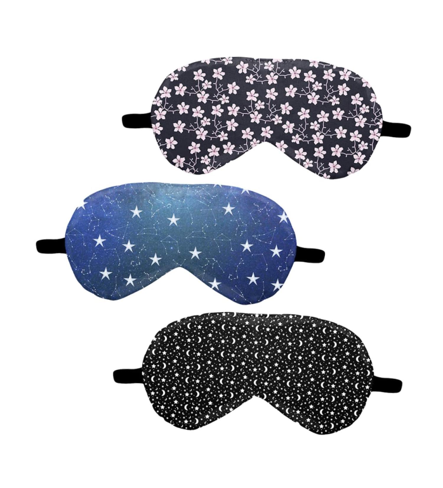 GLEAVI 3Pcs Elastic Band Sleep Eye Mask Set for Men and Women - Peach Skin Goggles with Cartoon Design for Ultimate Comfort and Restful Sleep - Buy Online on GoSupps.com