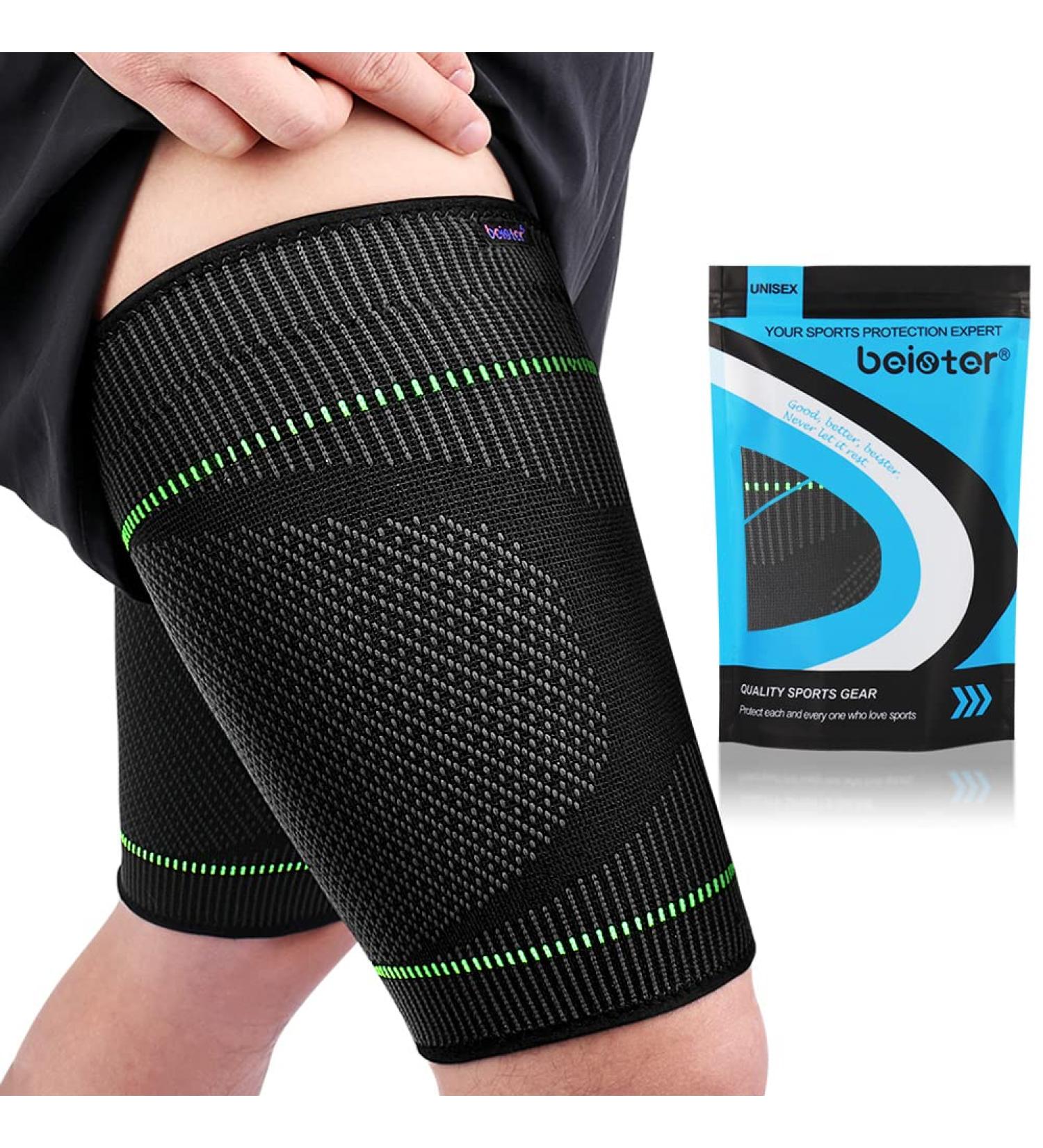 Beister Thigh Bandage - Non-Slip Compression Stabilizer for Men & Women | Hip Joint Pain Relief Quad & Hamstring Support (2 Pieces) - Buy Online on GoSupps.com