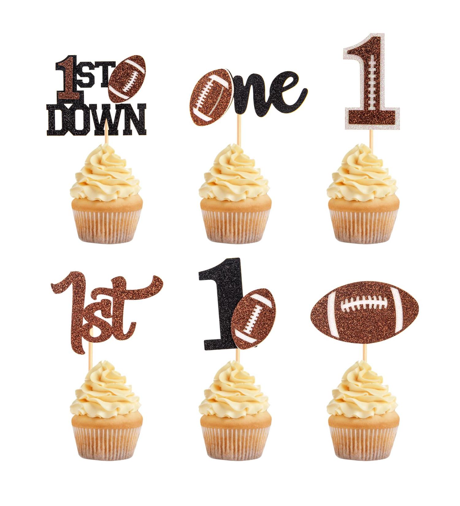 60Pcs Rugby One Cupcake Toppers Glitter American Football 1st Birthday Cupcake Picks for Rugby Sports Theme Baby Shower Kids First Birthday Party Cake Supplies Color06 - Buy Online on GoSupps.com