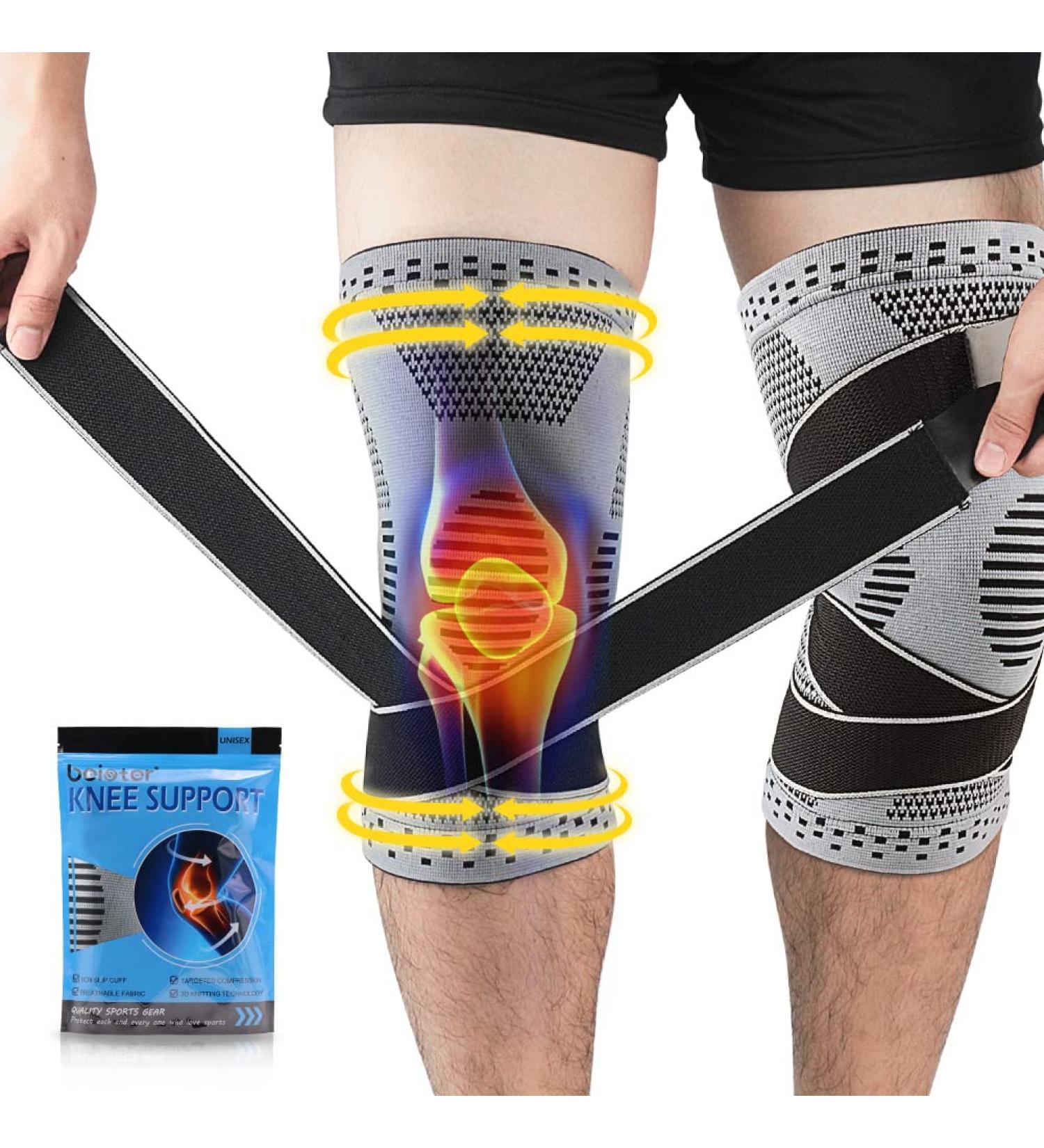 Beister Knee Compression Sleeves with Adjustable Straps - Men & Women XL - Support Brace for Meniscus Tear, Arthritis, Joint Pain - Running, Basketball - Grey - Buy Online on GoSupps.com