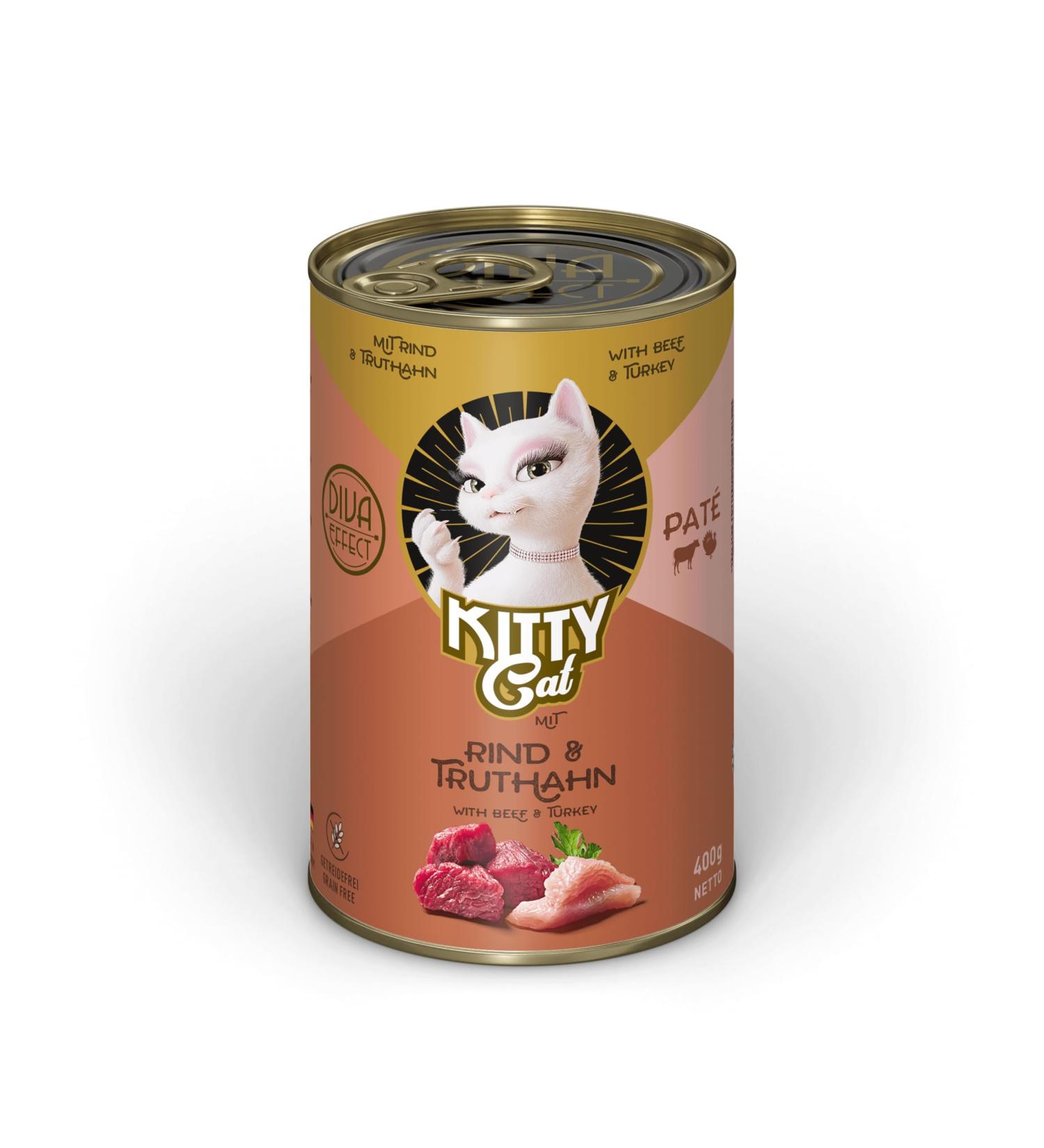 Buy Grain-Free Kitty Cat Pat Rind & Truthahn - High Meat Content Wet Cat Food 6 x 400g Made in Germany - Buy Online on GoSupps.com