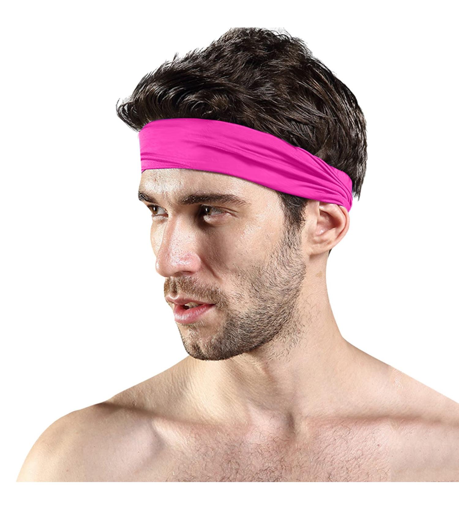 Adjustable Non-Slip Running Headband | Sweat Wicking Sports Sweatband - Hot Pink - Buy Online on GoSupps.com