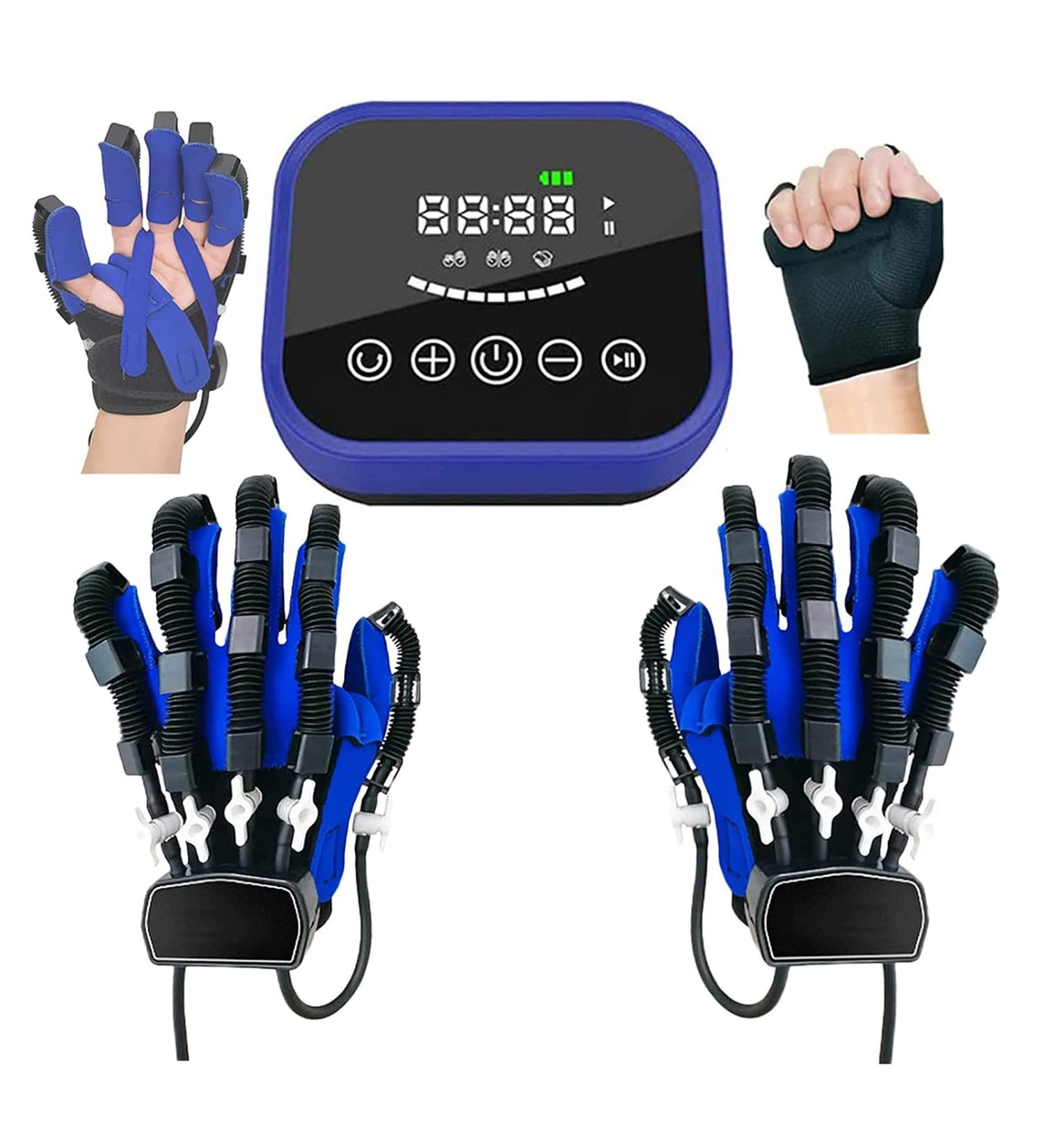 Both Hands Rehabilitation Robot Gloves Electric Glove Finger Orthoses Soft Resting Hand Splint for Flexion Contracture LCD Touch Screen/Timing/intensity Can Be Adjusted (M) Medium - Buy Online on GoSupps.com