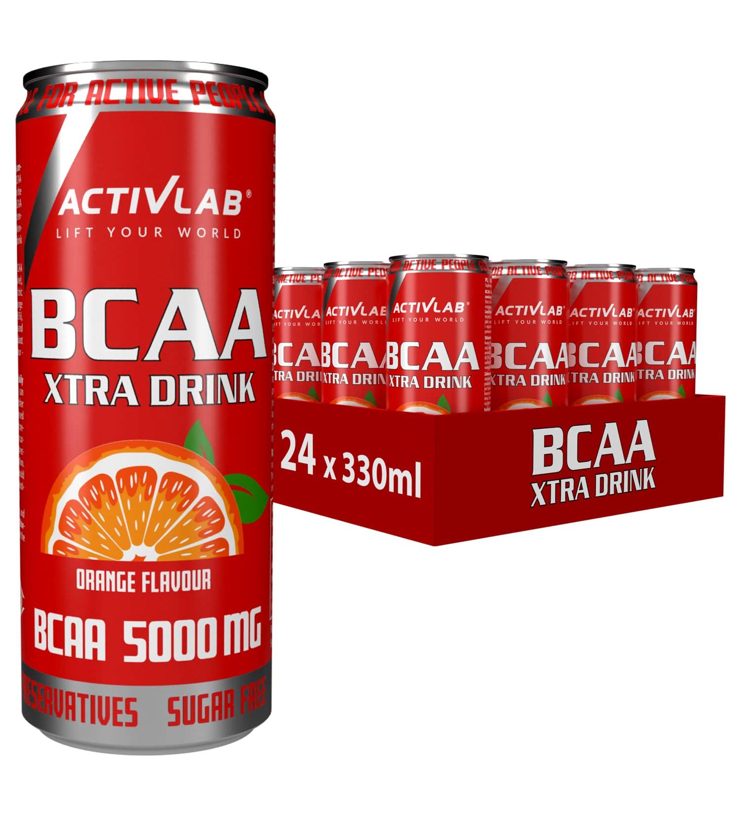 Activlab BCAA Xtra Orange Drink 330ml - 24 Pack | Zero Sugar Amino Acid Energy & Recovery - Buy Online on GoSupps.com